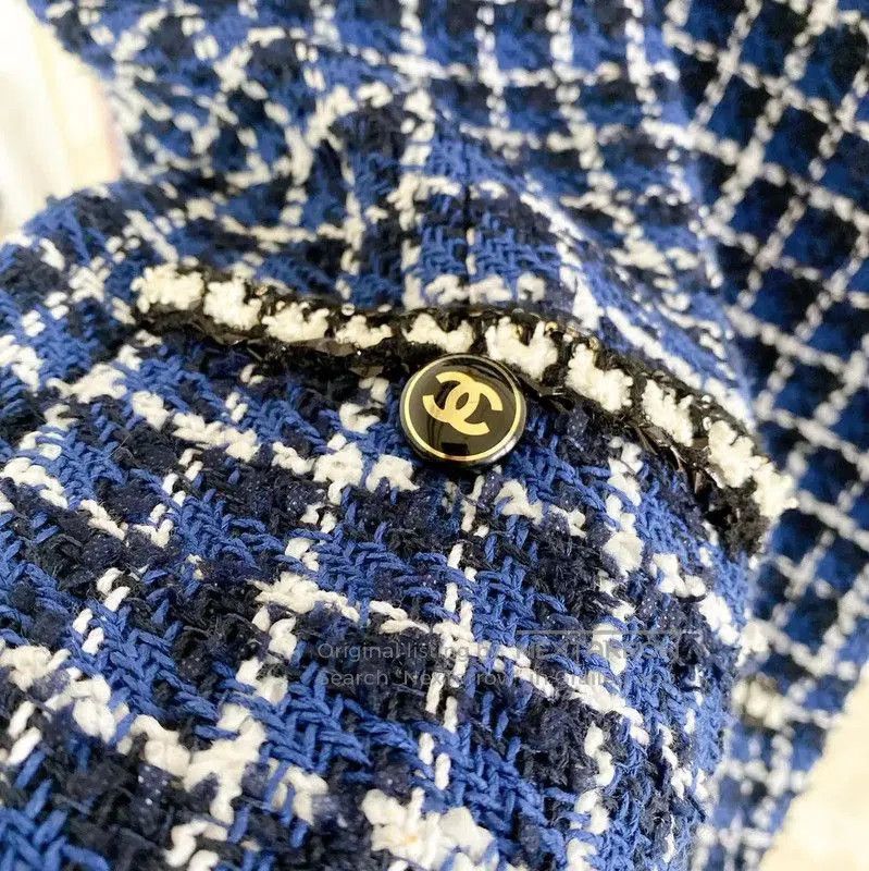 Chanel Chanel Sleeveless Blue Tweed Dress S Size . Size S / US 4 / IT 40 - 4 Thumbnail