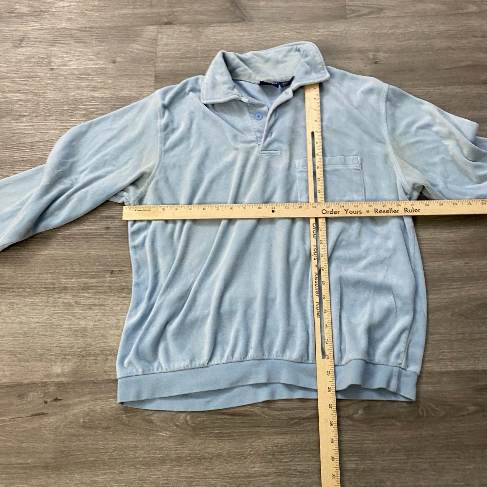 Vintage VINTAGE BLUE VELOUR LONGSLEEVE SWEATSHIRT LARGE Size US L / EU 52-54 / 3 - 5 Thumbnail
