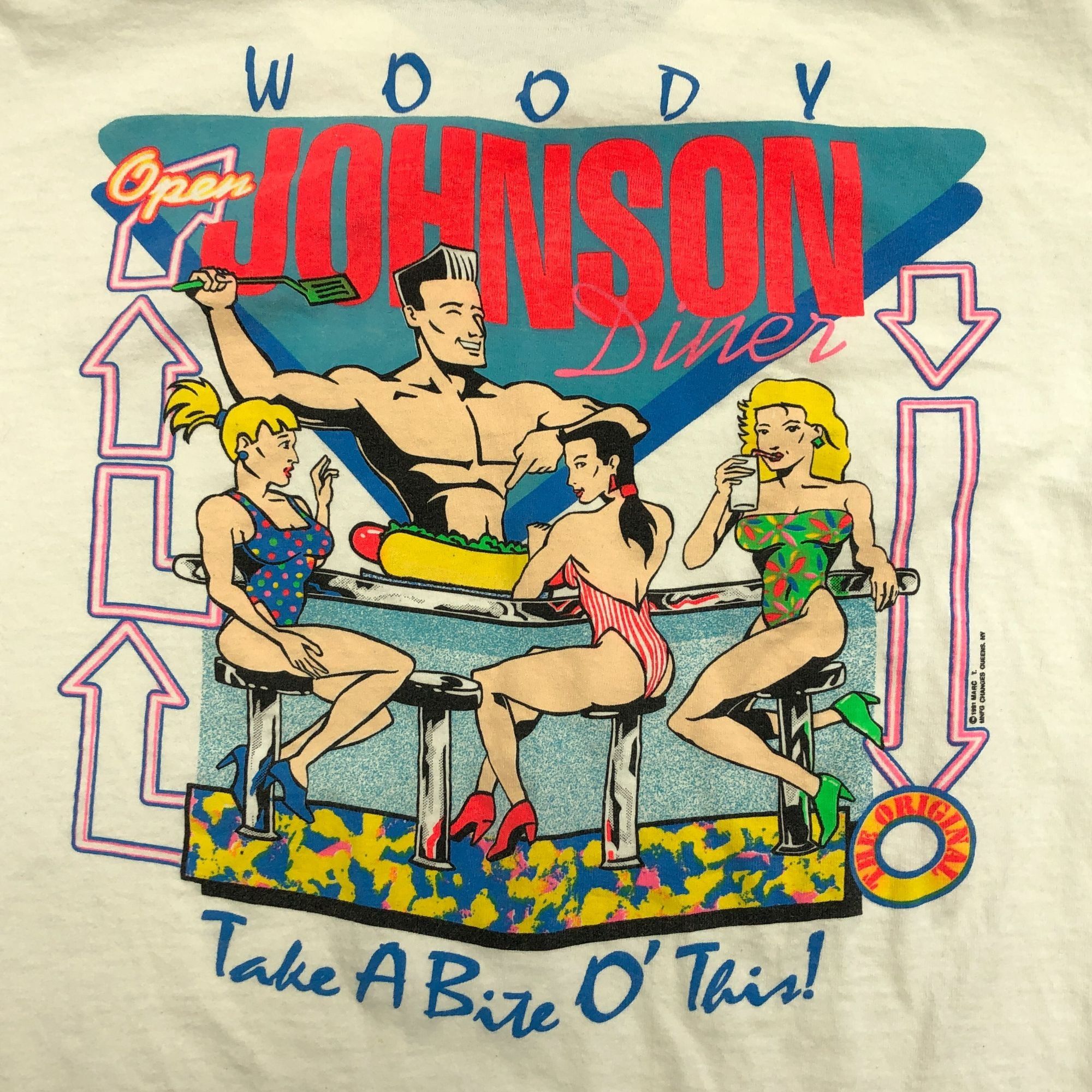 Changes Woody Johnson Diner Take A Bit O' This White Tee Size US XL / EU 56 / 4 - 4 Thumbnail
