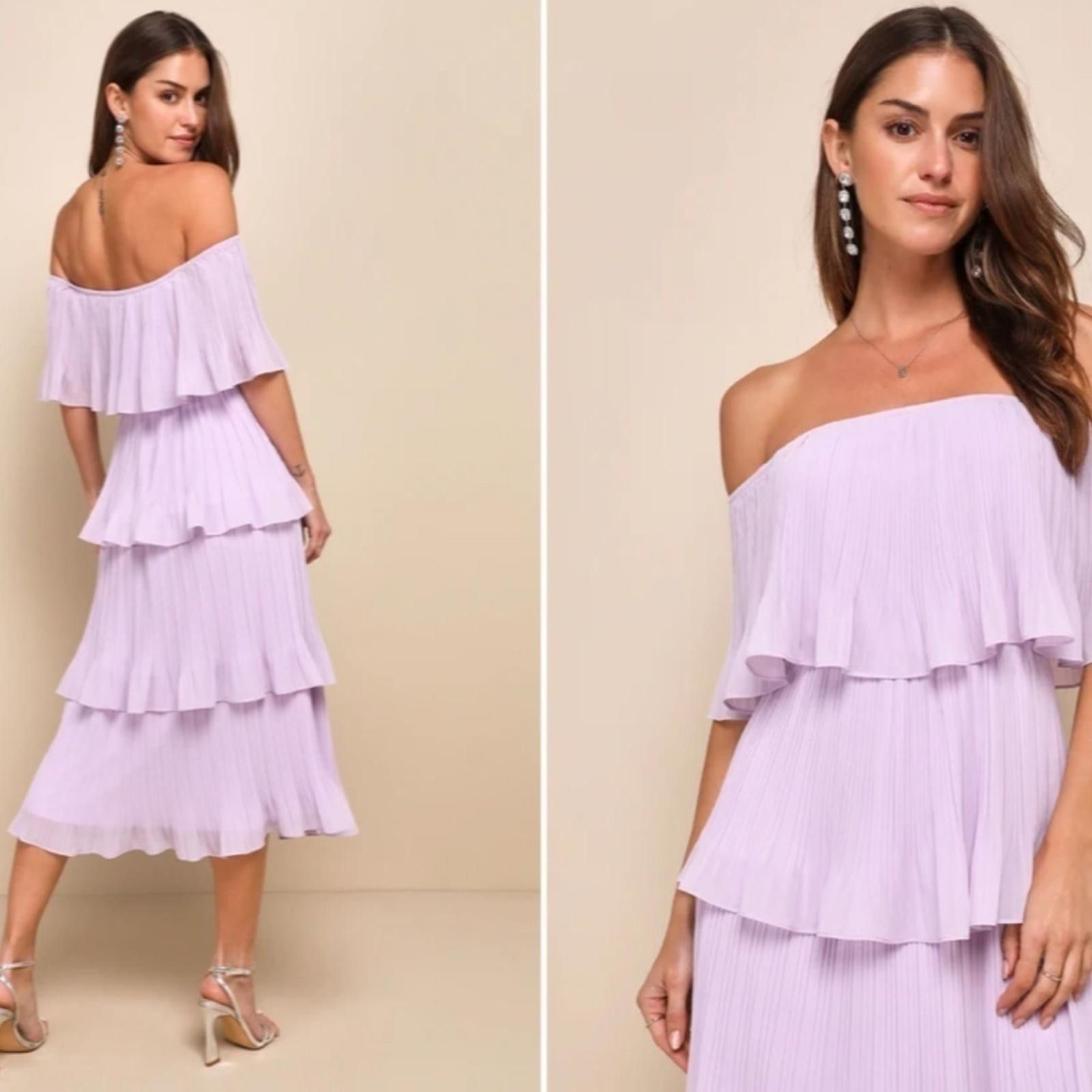 Lulus LULU's Prom Wedding Romantic Ruffles Off the Shoulder Midi Size M / US 6-8 / IT 42-44 - 3 Thumbnail