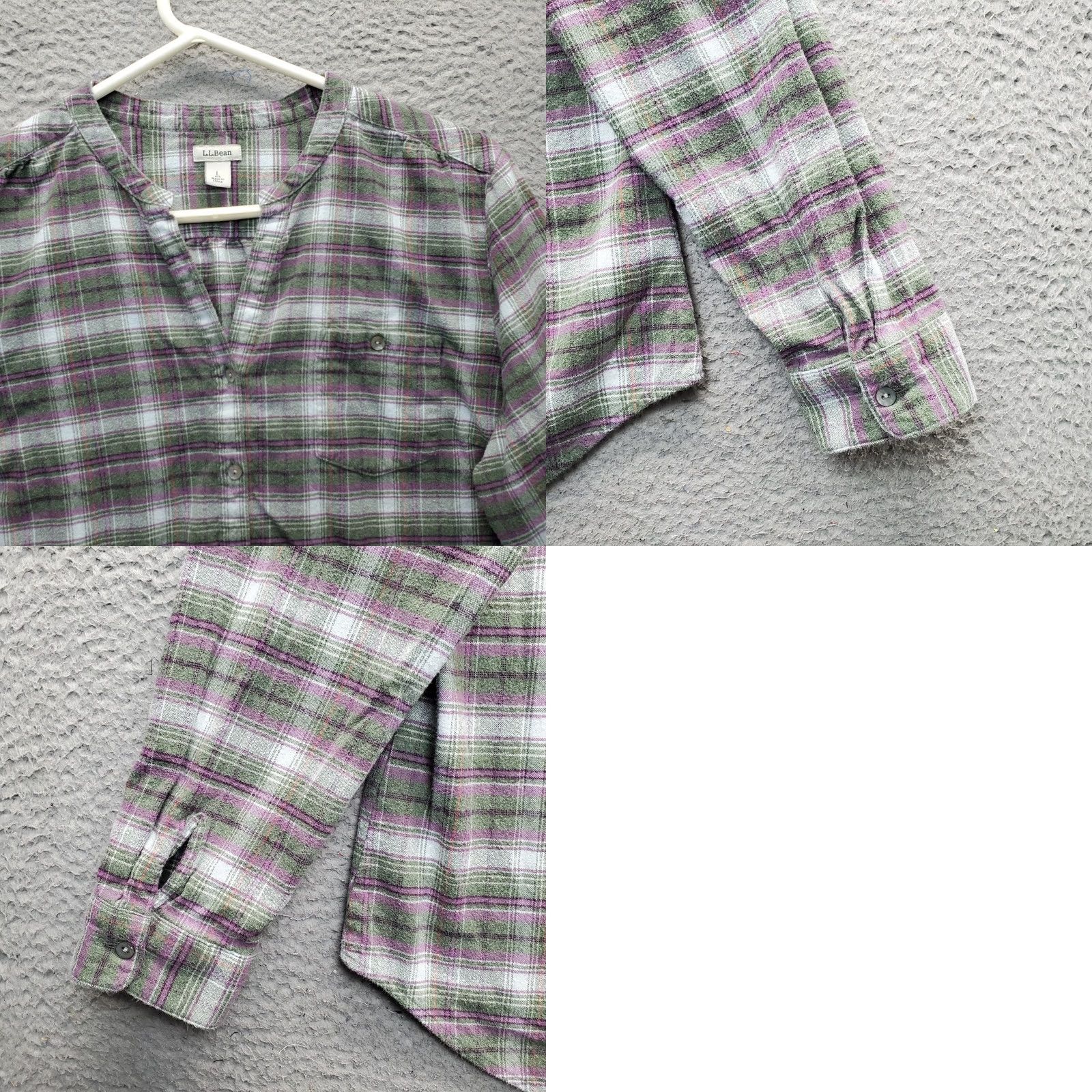 Vintage L.L. Bean Flannel Shirt Womens L Multi Plaid Casual Long Sleeve V-Neck Button Up Size L / US 10 / IT 46 - 8 Thumbnail