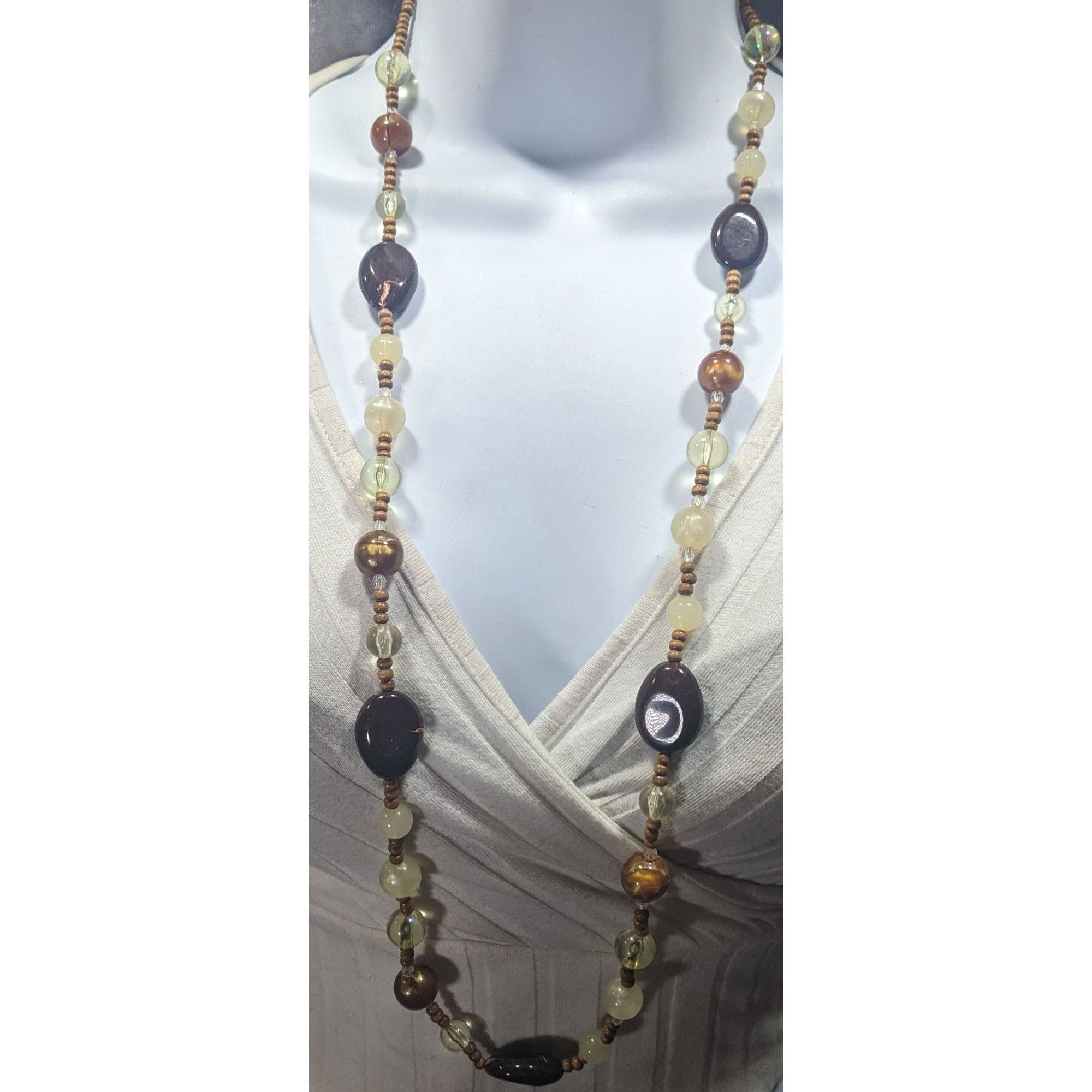 Other Bohemian Earth Tone Acrylic And Wood Beaded Necklace Size ONE SIZE - 2 Thumbnail