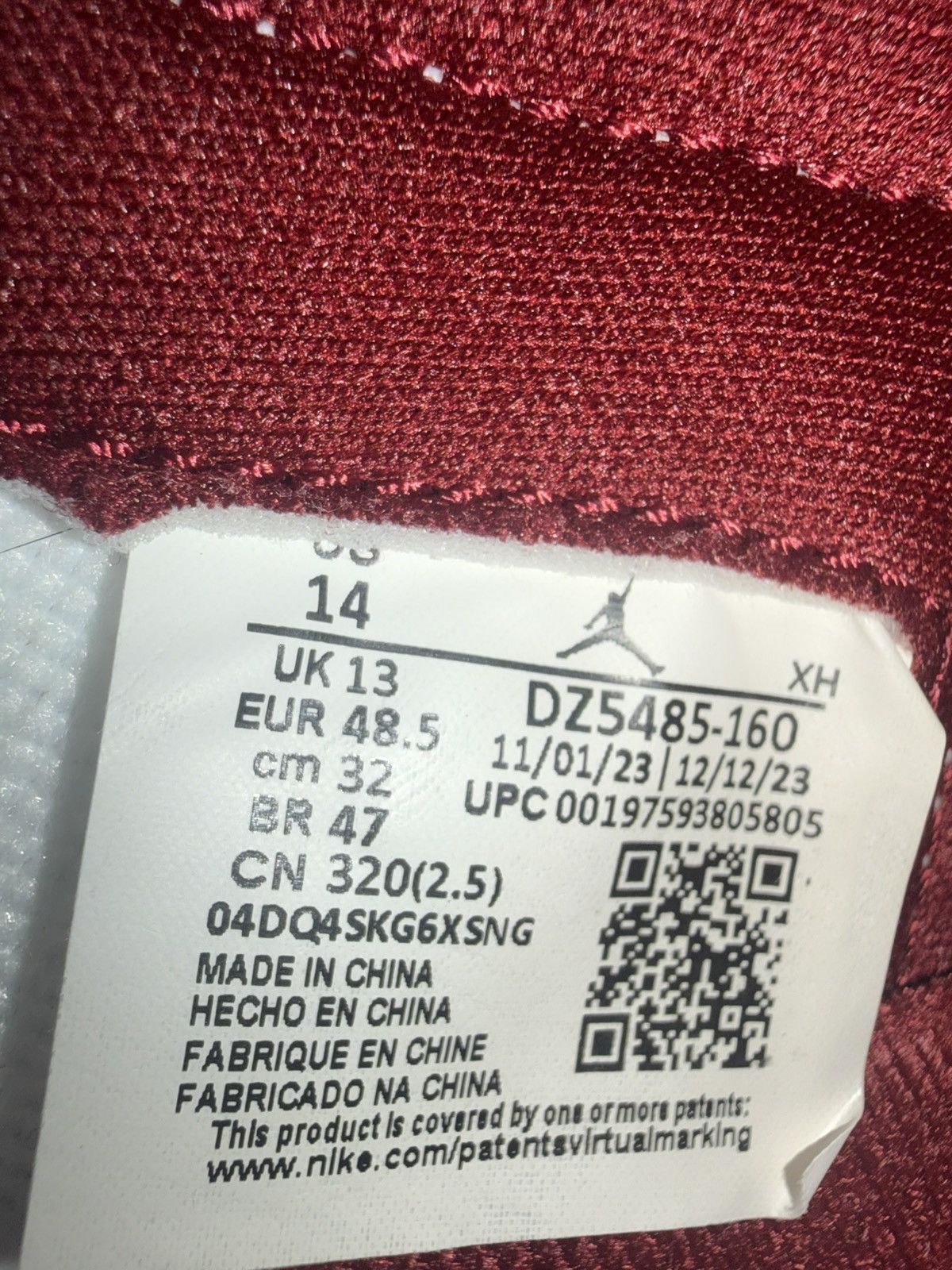 Jordan Brand Air Jordan 1 Retro Maroon Size US 14 / EU 47 - 6 Thumbnail