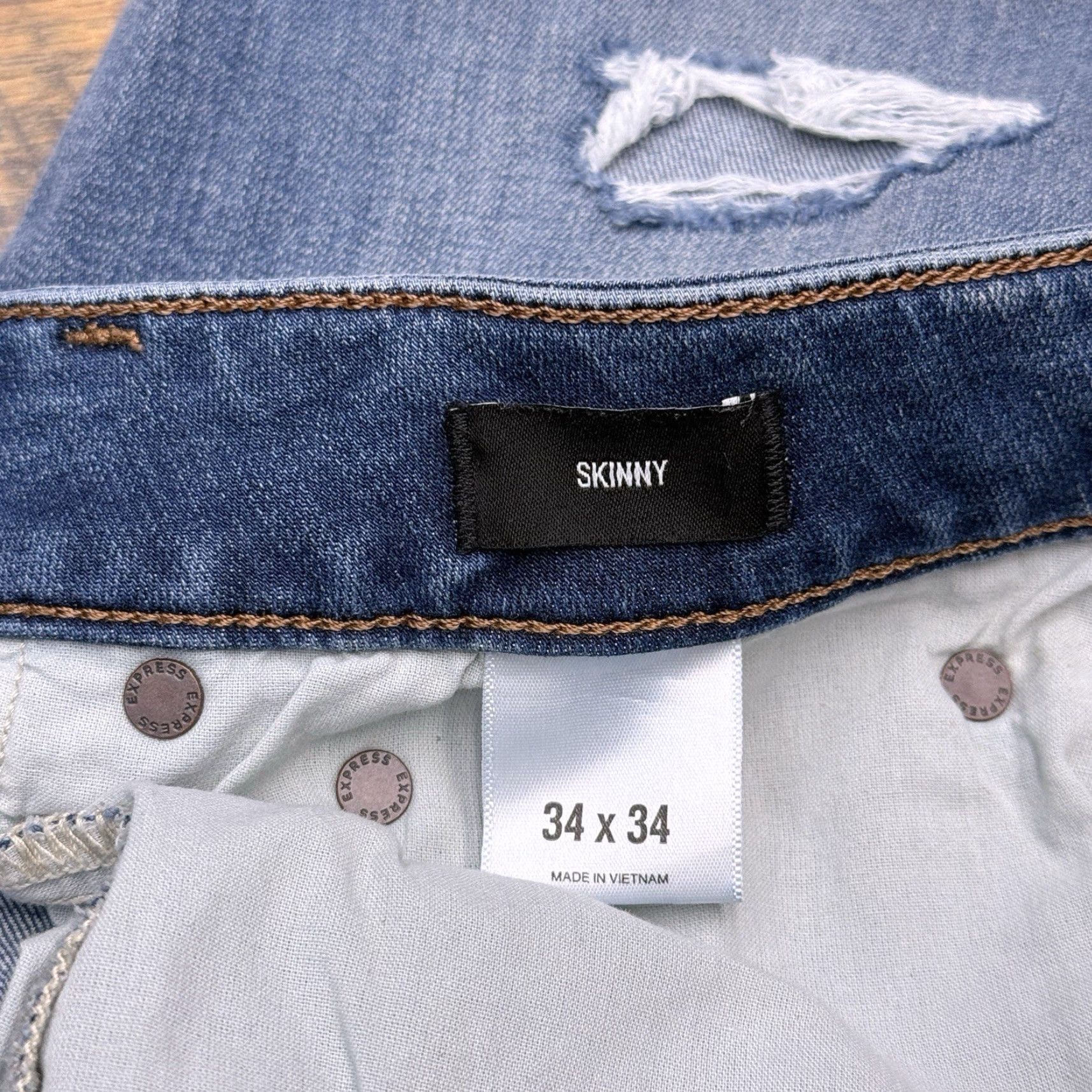 Express Express Skinny Jeans 34x34 Mid Rise Stretch Distressed Mens Size US 34 / EU 50 - 5 Thumbnail