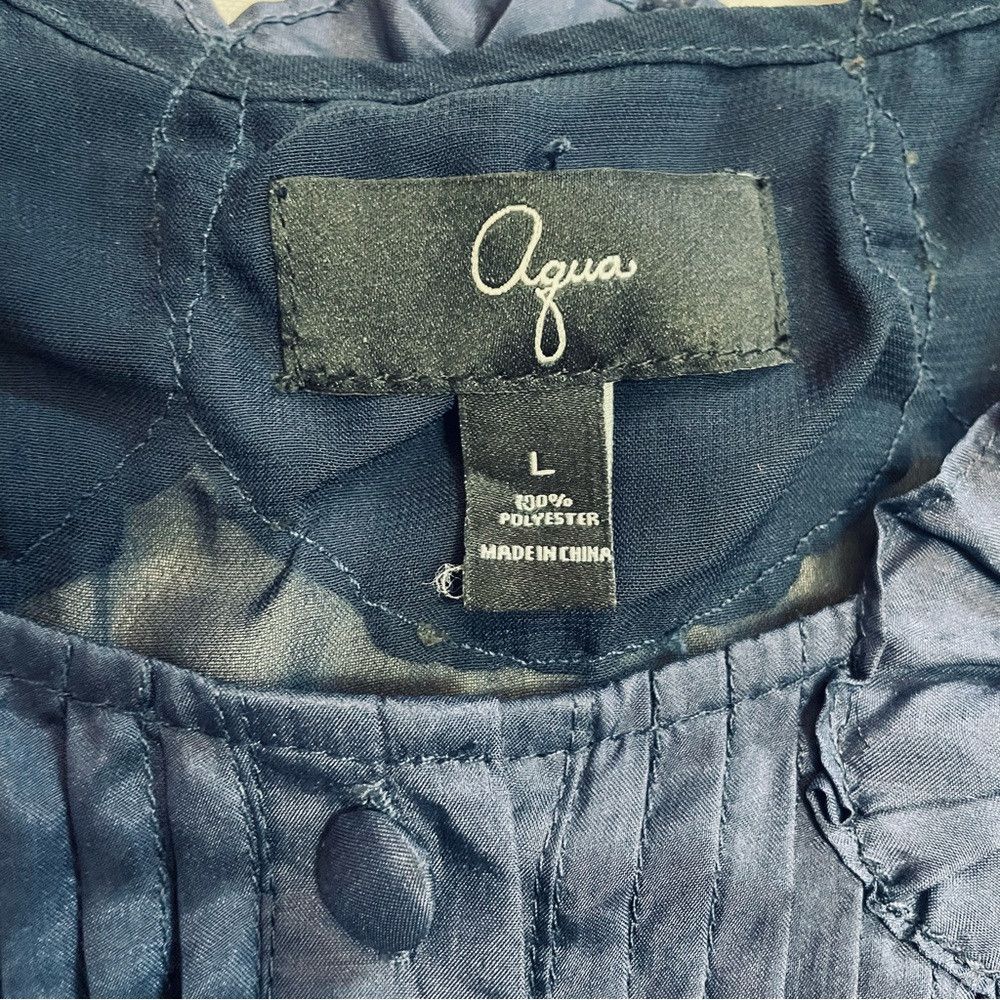 Other Aqua Navy Sheer Short Sleeve Blouse Size L Size L / US 10 / IT 46 - 7 Thumbnail
