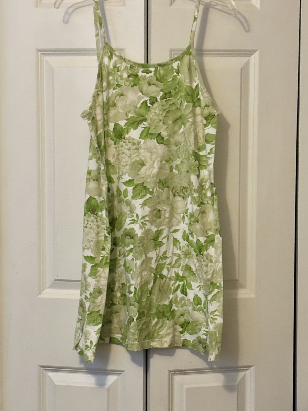Vintage Vintage Spaghetti Strap Green Floral 90s Mini Dress Size M / US 6-8 / IT 42-44 - 7 Thumbnail