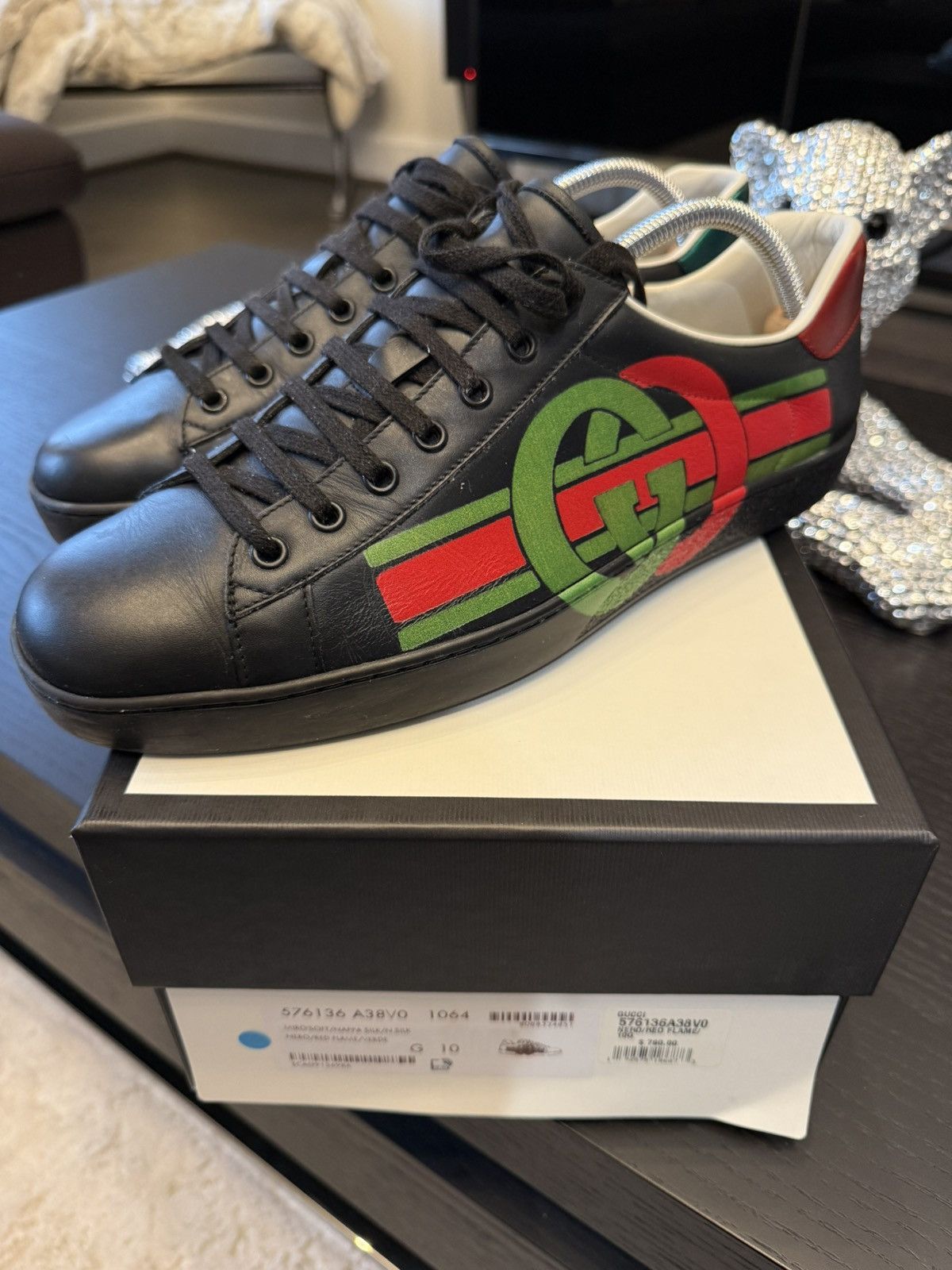 Gucci Black Sneakers with Red and Green Apple Logo If Gucci had an Air Jordan collab, it would be these  main image 4
