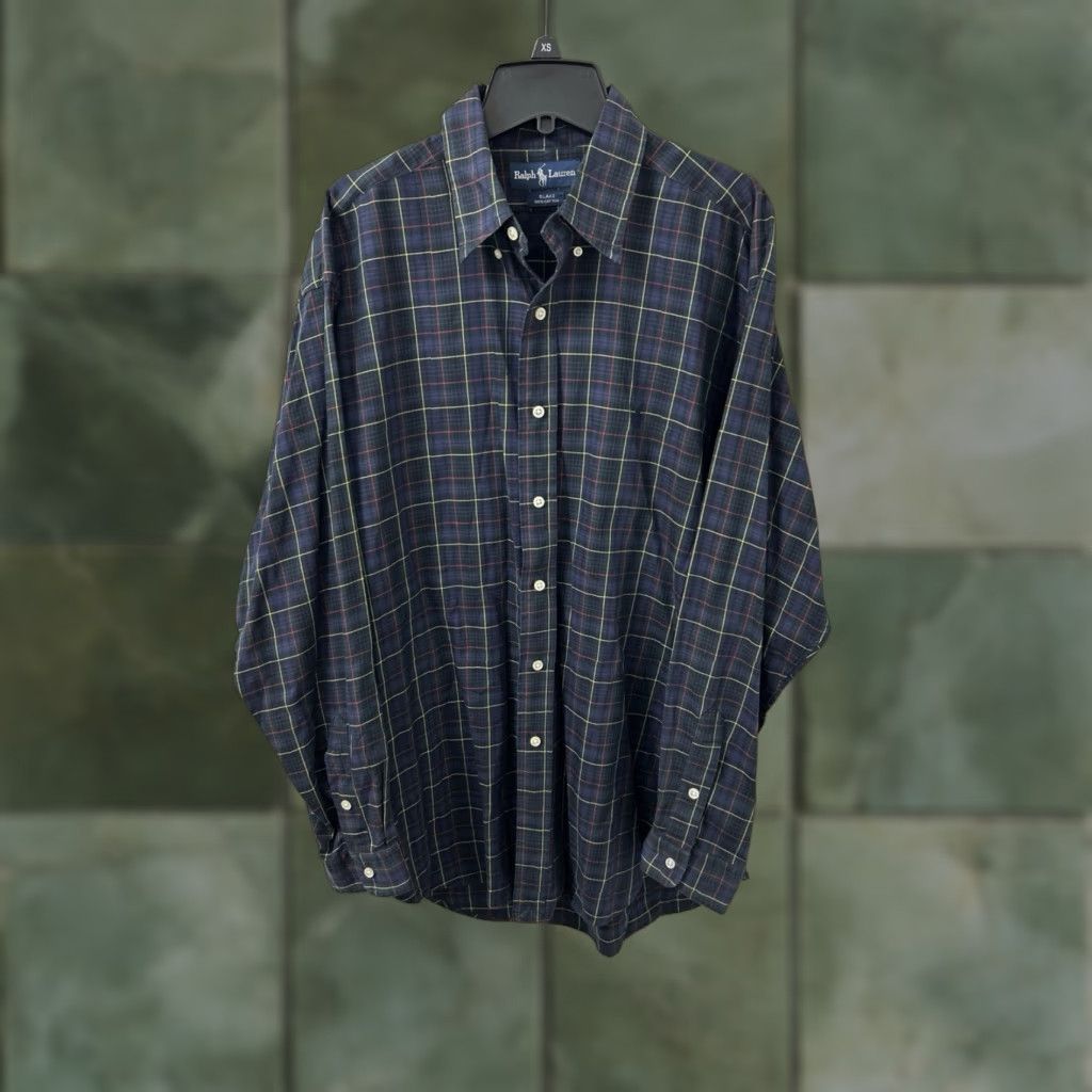 Ralph Lauren VINTAGE Ralph Lauren Blake Shirt Mens Large Navy Blue Plaid Cotton Button Down L/S Size US L / EU 52-54 / 3 - 1 Thumbnail