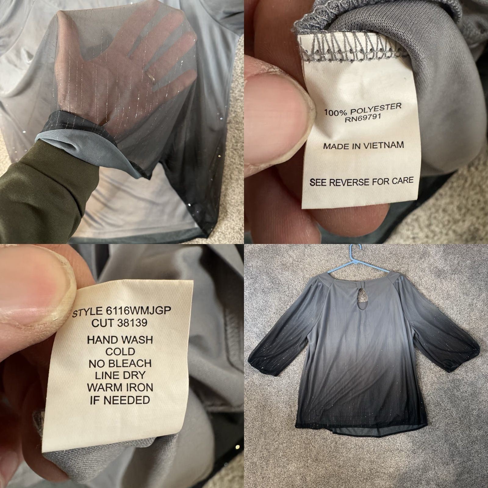 Vintage Sara Michelle Blouse 2X Plus Ombre Dark Romantic Witchy Fairy Grunge Whimsigoth Size XXL / US 16-18 / IT 52-54 - 8 Thumbnail