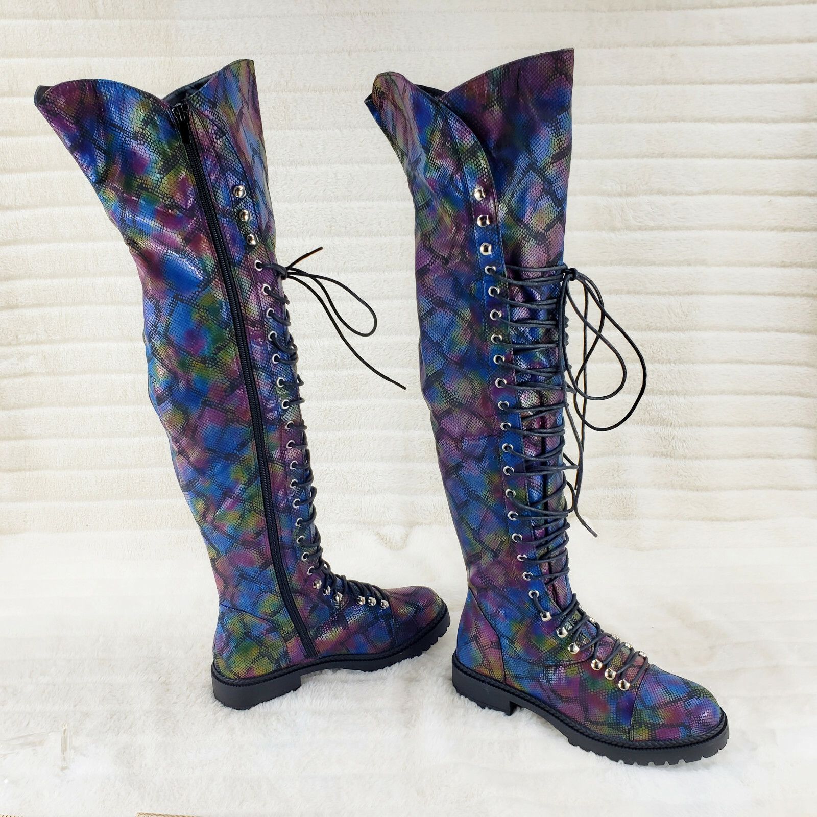 Other Travis Colorful Rainbow Snake Corset Lace Over the Knee Fash Size US 5.5 / IT 35.5 - 2 Thumbnail