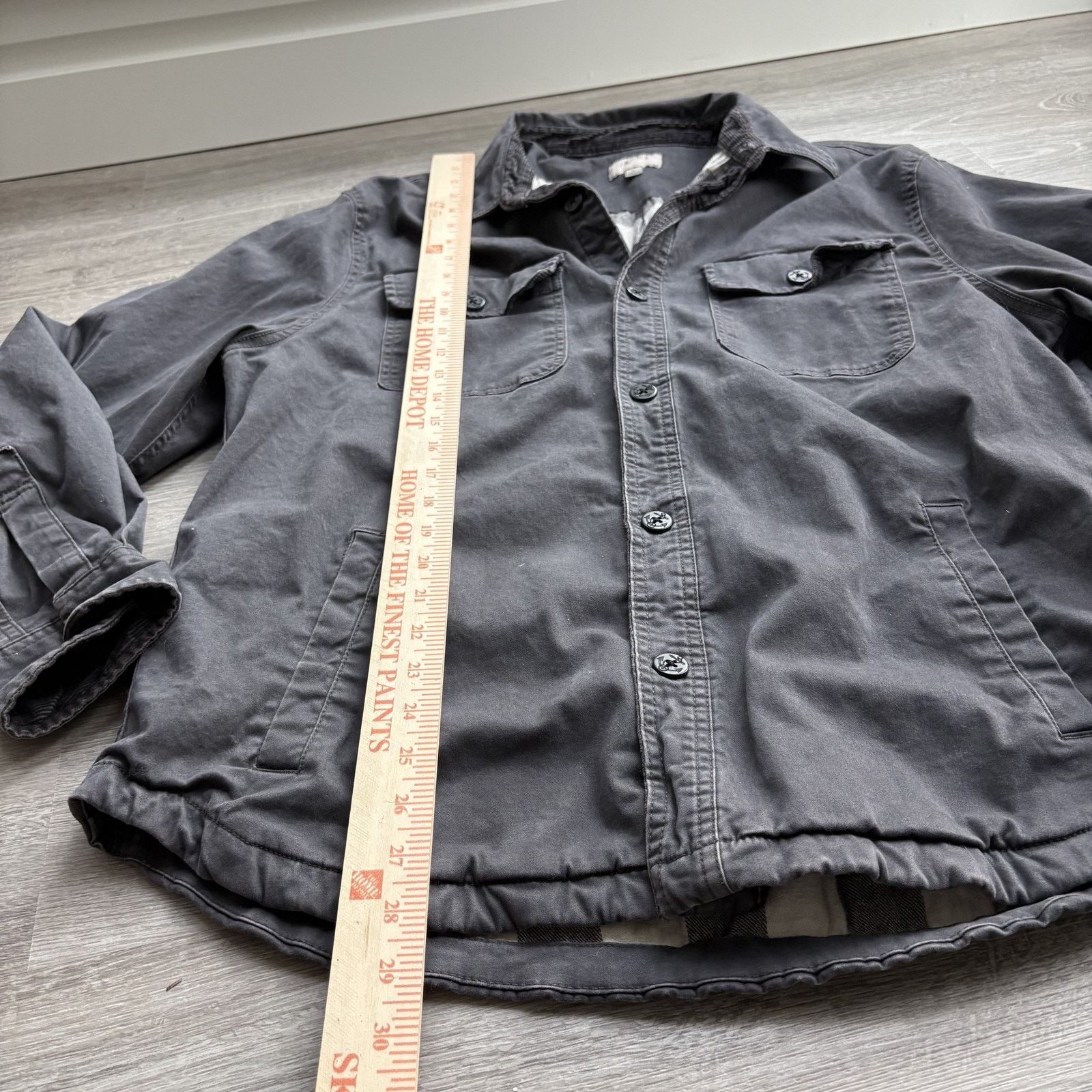 JACHS NY JACHS Men's L Gray Flannel Lined Shirt Jacket Elbow Patches Size US L / EU 52-54 / 3 - 8 Thumbnail