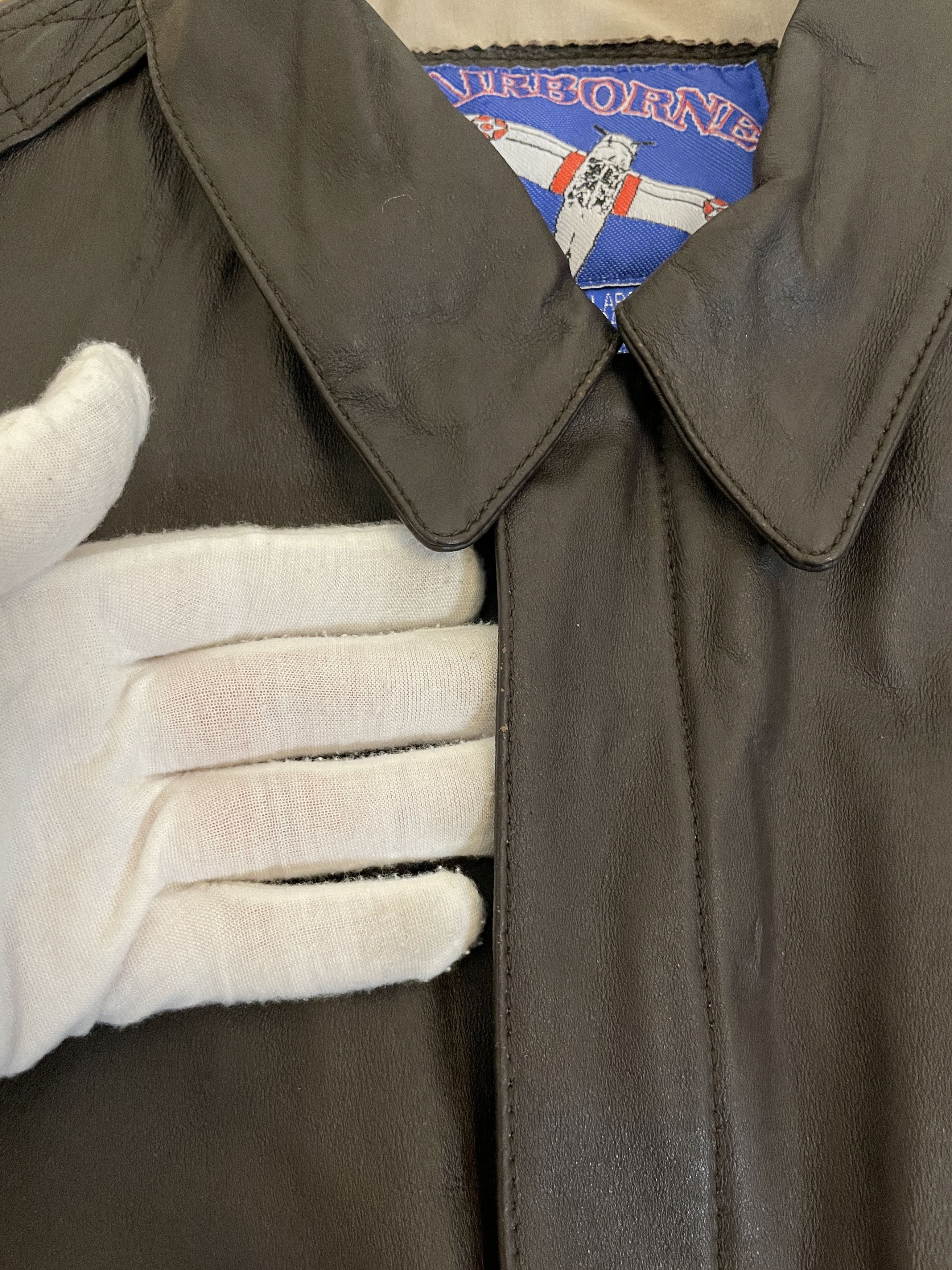 Other Vintage 90`s Airborne AirForce Genuine Leather Bomber Jacket Size US L / EU 52-54 / 3 - 8 Thumbnail