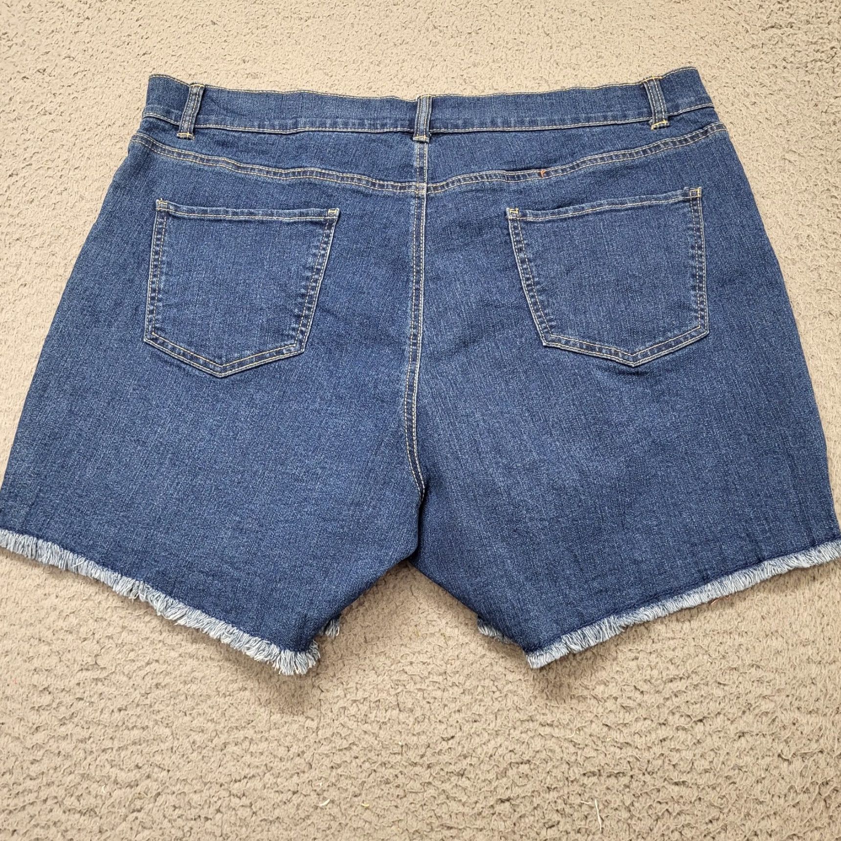 Vintage JUST BE Shorts Women's 2X Denim Fringe Hem Beach Daisy Summer Vacation Camp Activewear Breathable Pockets Denim Shorts 2X Blue Womens Size 40" / US 18 - 3 Thumbnail
