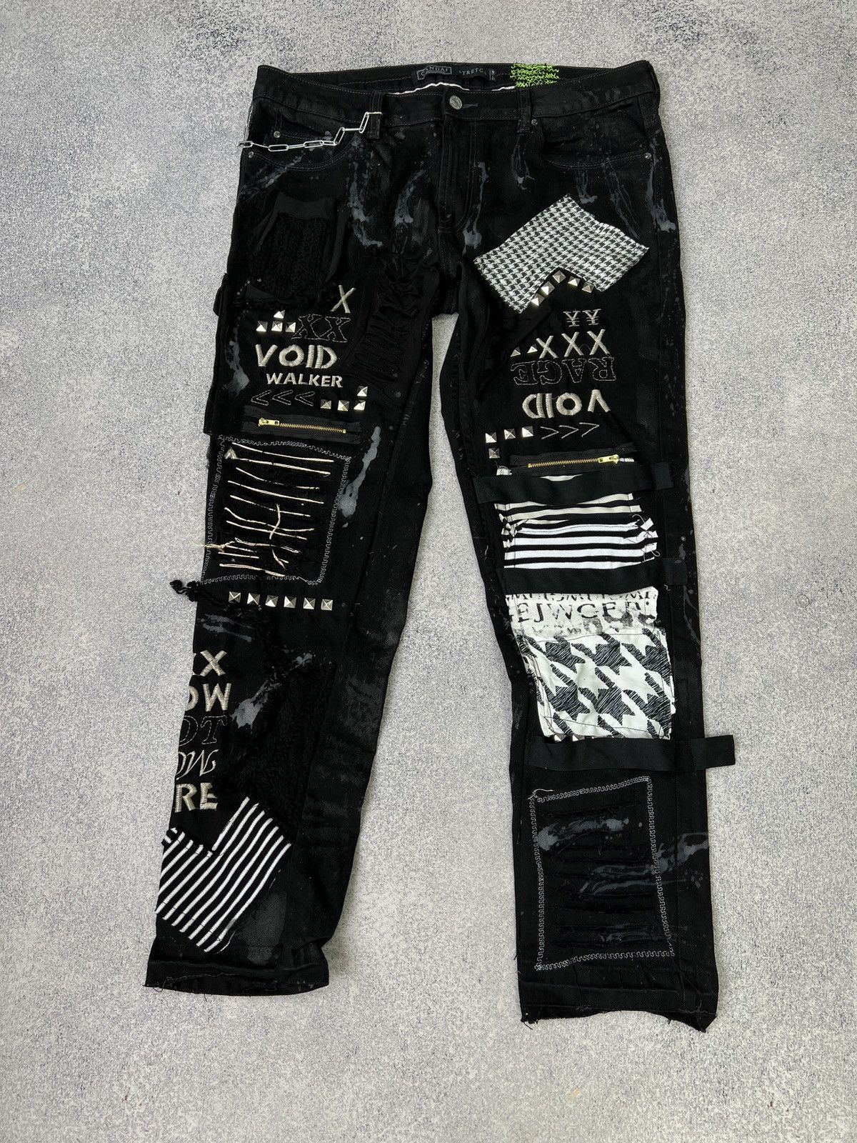 Designer × Japanese Brand × Vintage Vintage punk rock goth emo metal dark ripped crazy jeans Size US 40 / EU 56 - 2 Thumbnail