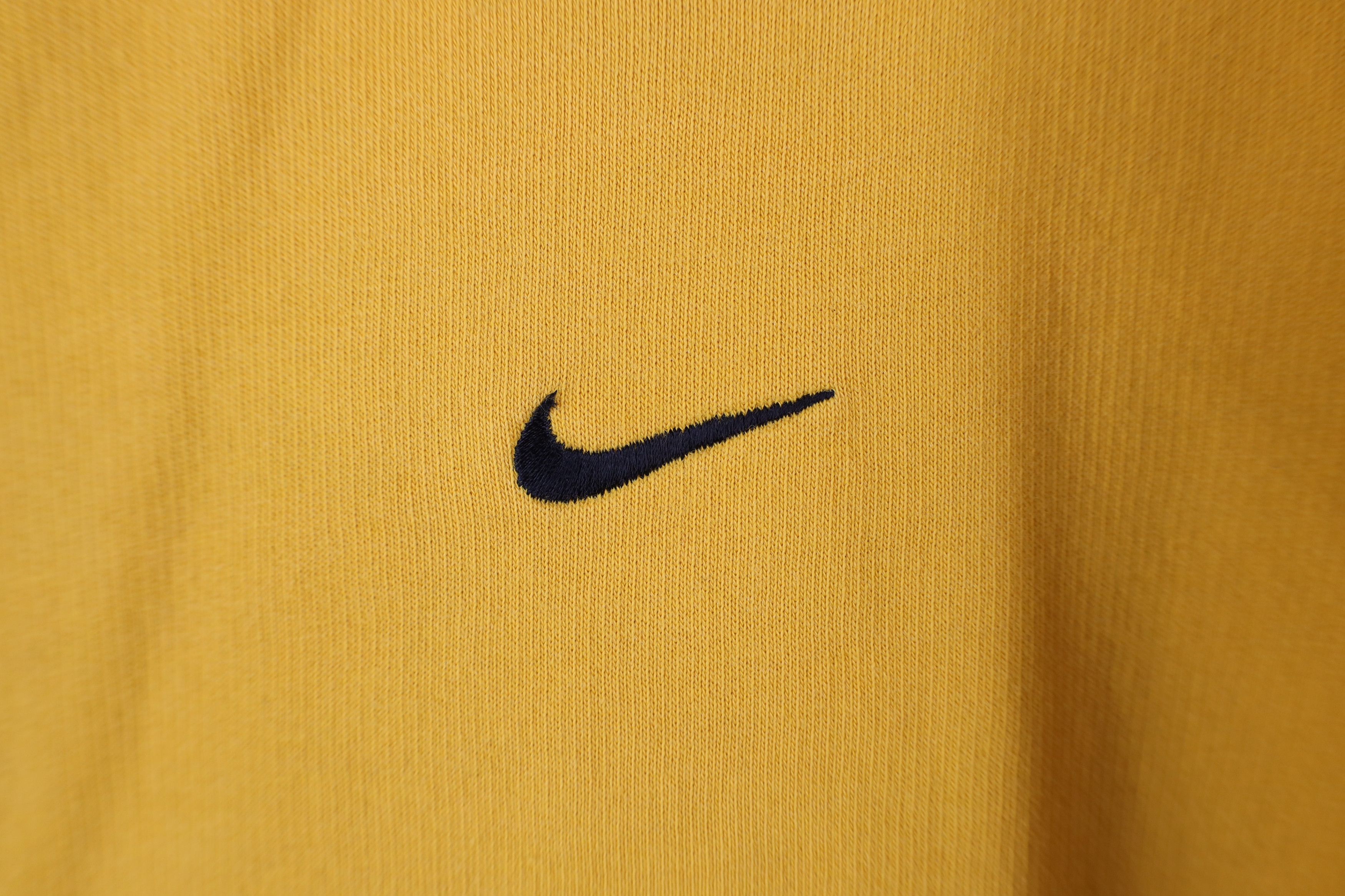Nike × Vintage Vintage 90s Y2K Nike Mini Swoosh Sweatshirt Mustard Yellow Size US XL / EU 56 / 4 - 4 Thumbnail