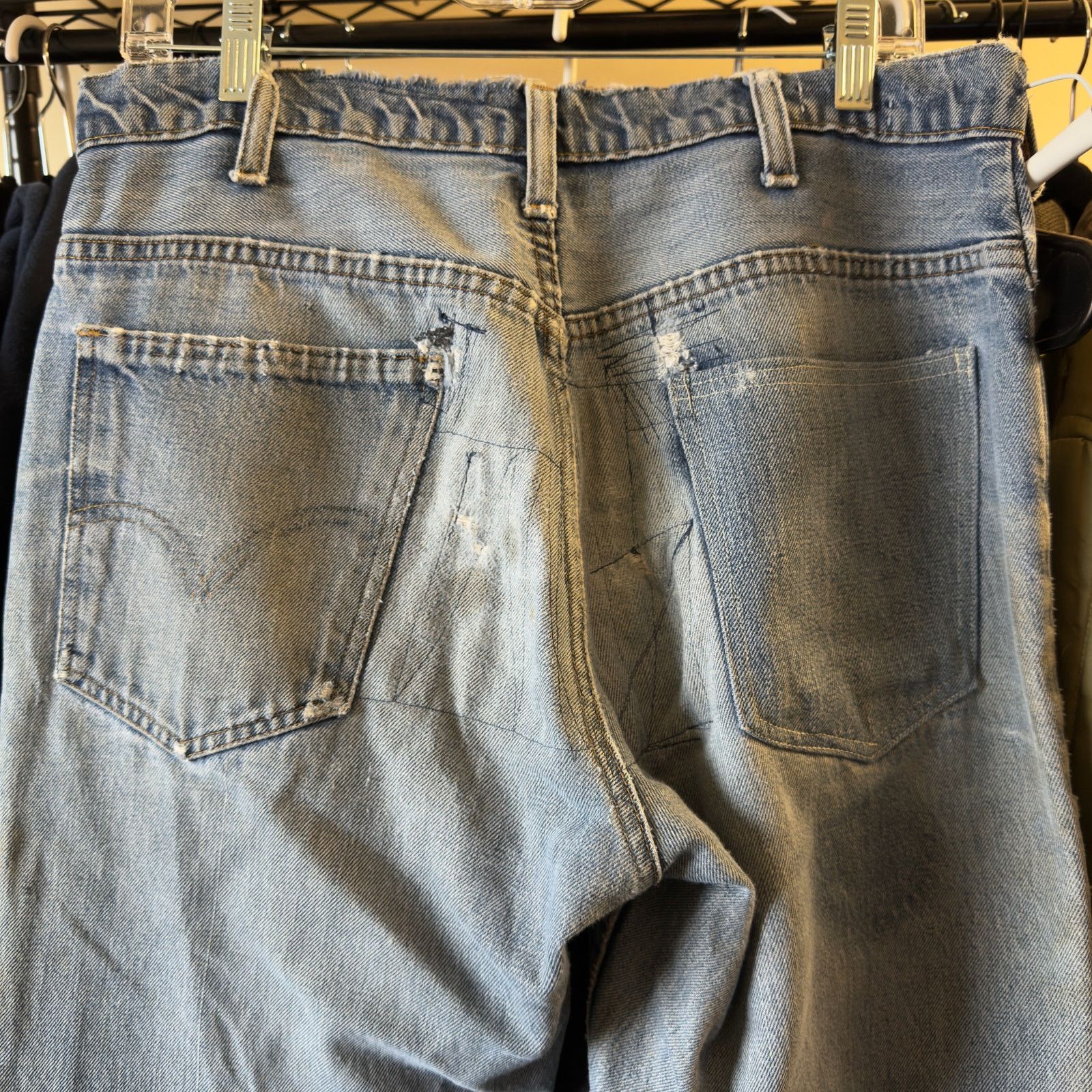 Levi's 70s Levi 646 Patchwork Flared Bellbottom Jeans 32x31.5 Size US 32 / EU 48 - 6 Thumbnail