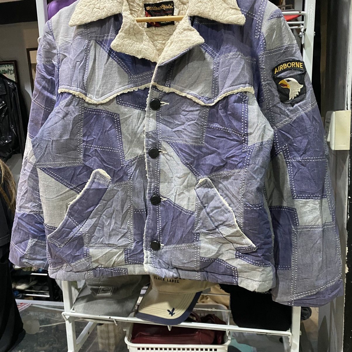 Vintage AS-IS RETRO 1970S PATCHWORK DENIM BUTTON UP JACKET SHERPA Size US S / EU 44-46 / 1 - 5 Thumbnail