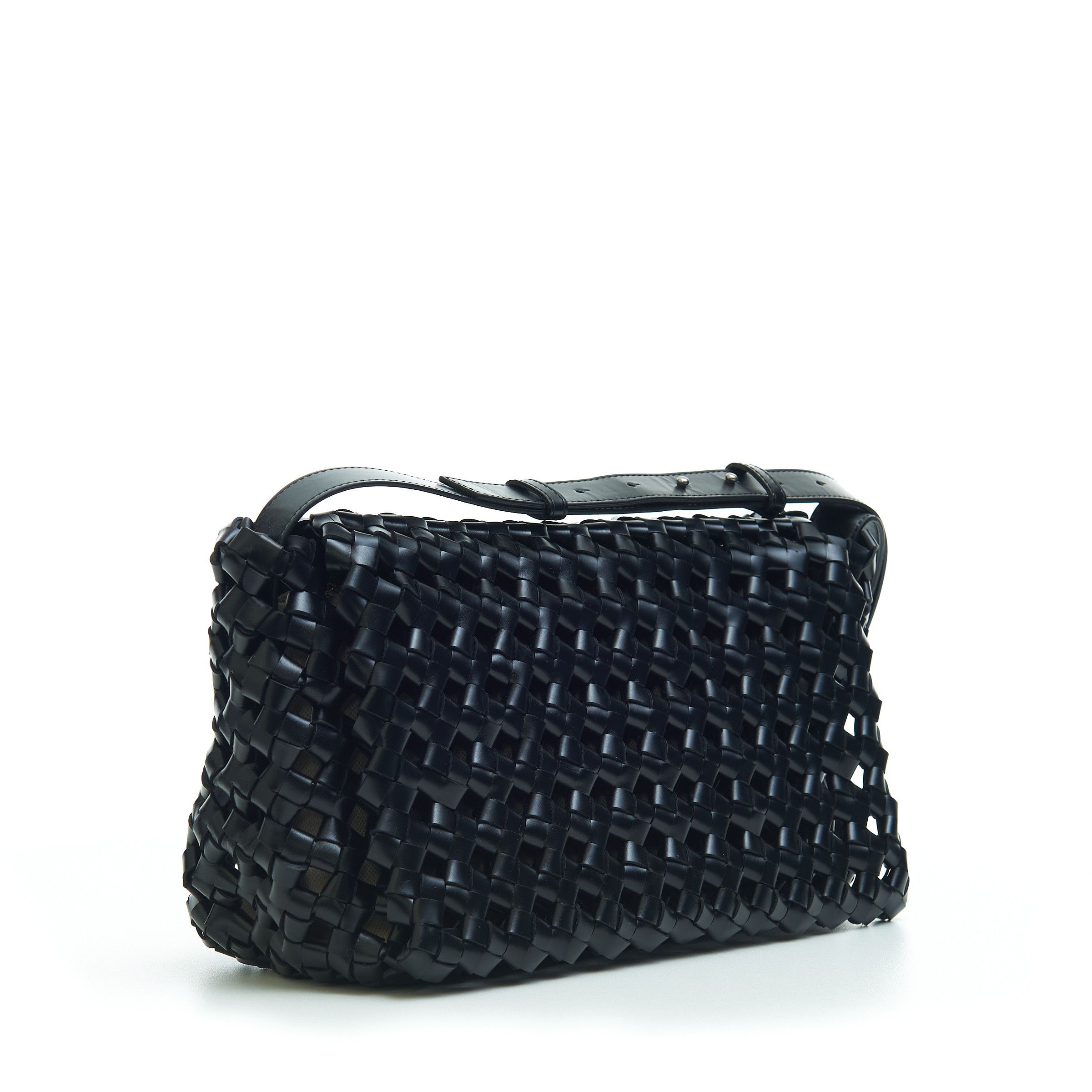 Bottega Veneta BV WINDOW Crossbody Bag in Black Woven Crochet Leather Size ONE SIZE - 8 Thumbnail