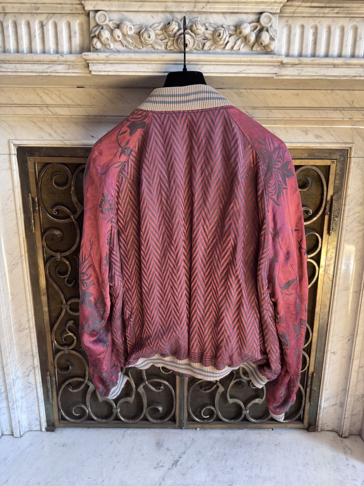 Haider Ackermann SS15 Iconic Bomber in Chevron & Floral Silk Jacquard Size US XL / EU 56 / 4 - 2 Thumbnail