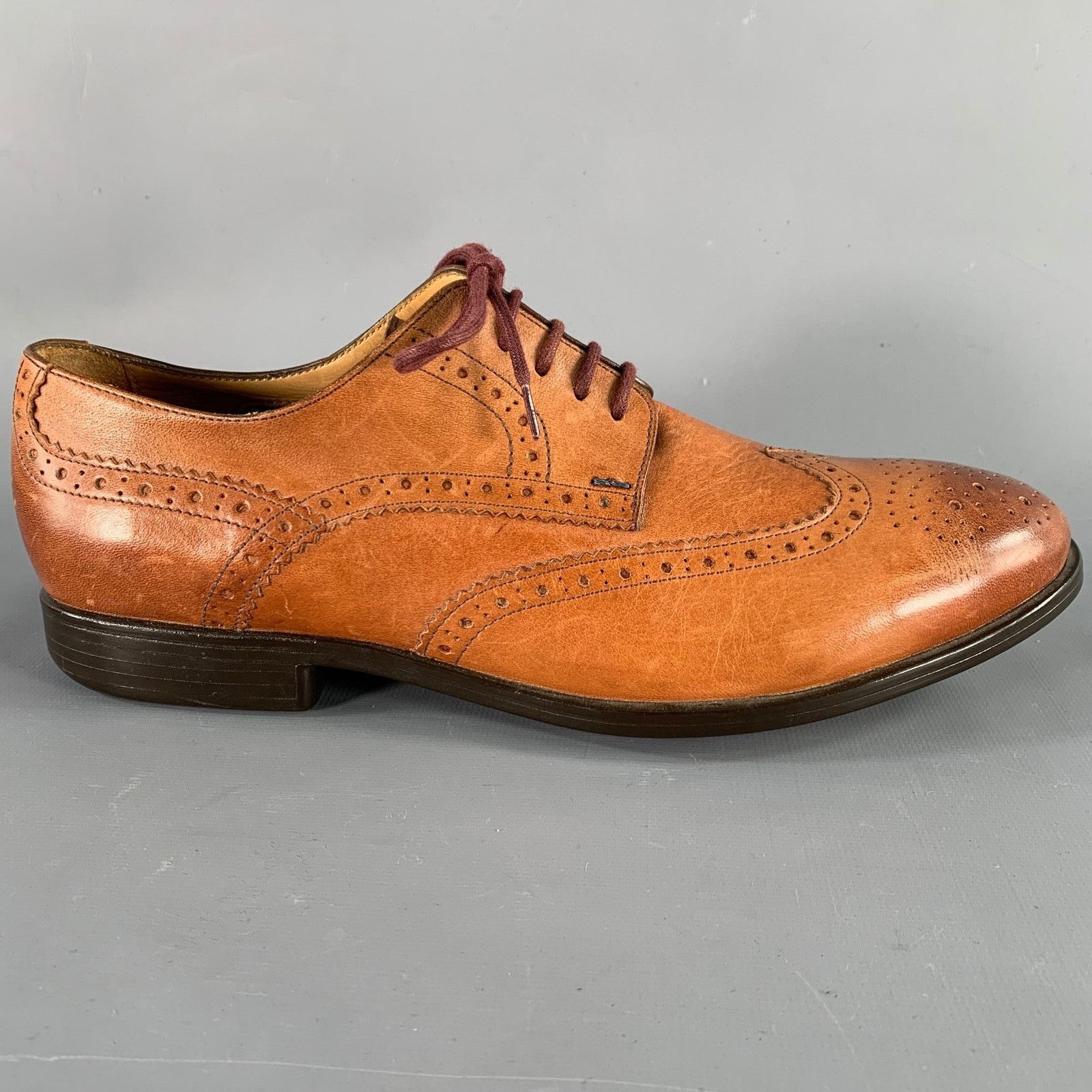Paul Smith Size 8 Panorama Tan Perforated Leather Wingtip Lace-Up Shoes Size US 8 / EU 41 - 2 Thumbnail
