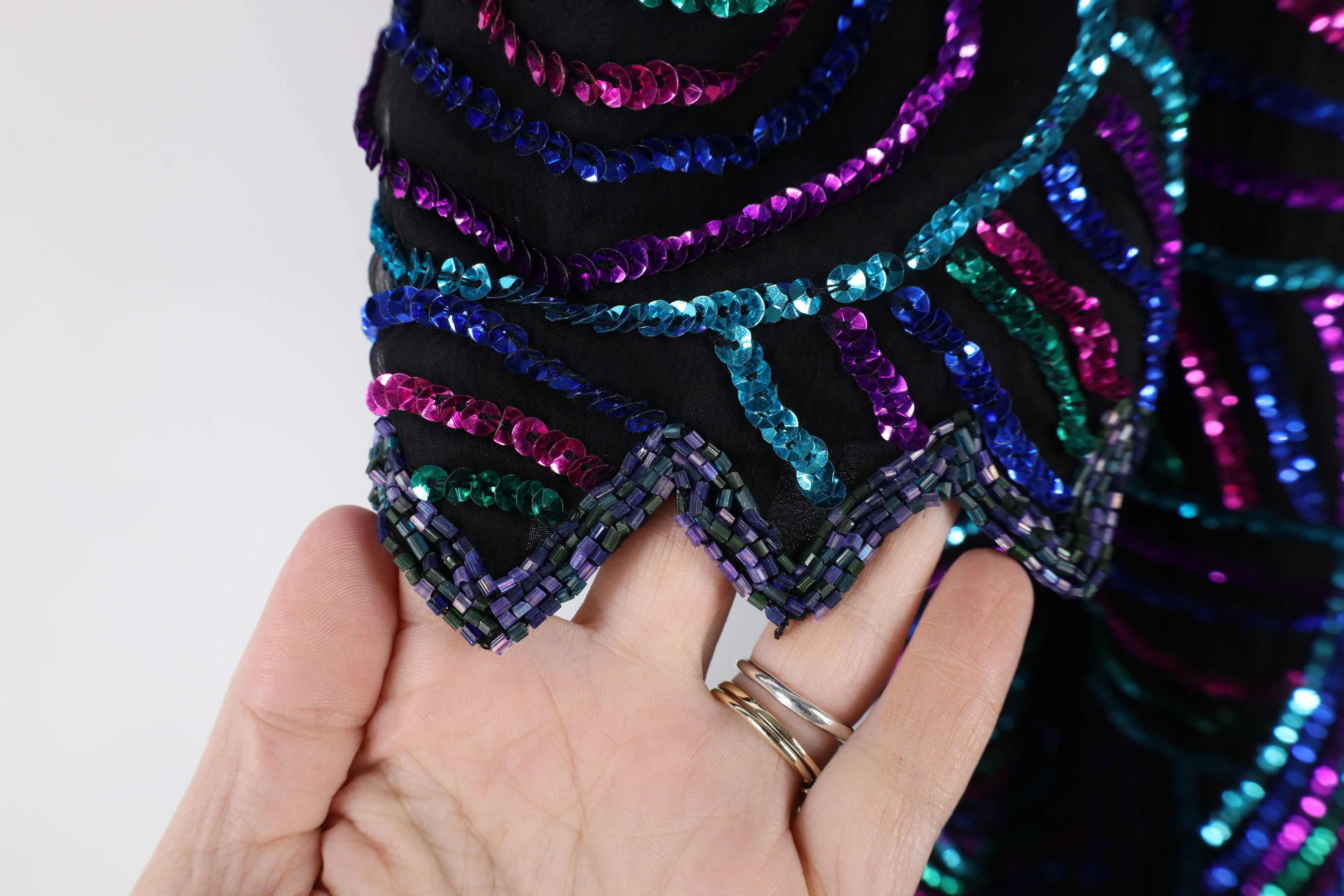 Vintage Vintage 90s Scala Swirl Sequin Beaded Party Shirt Oversized Size 3XL / US 20-22 - 4 Thumbnail