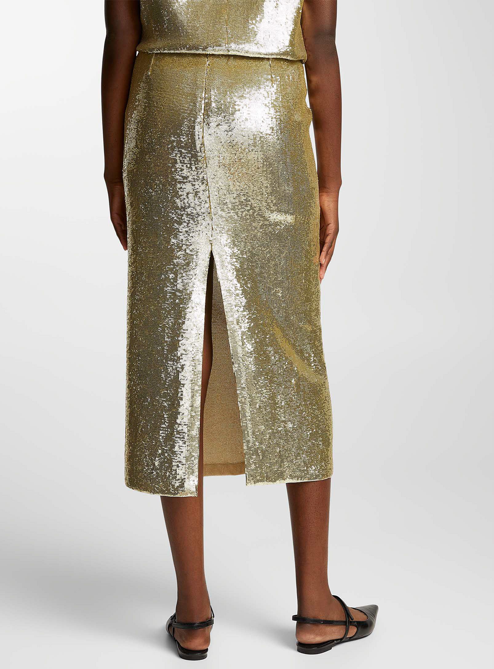 Other BNWT AW23 GAUCHERE GOLDEN SEQUIN MIDI SKIRT 36 Size 25" / US 0 / IT 36 - 10 Thumbnail
