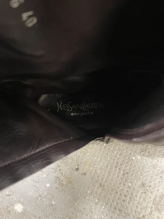 Saint Laurent Paris 1990s Yves Saint Laurent Rive Gauche Black Leather Ankle Boots Size US 7 / EU 40 - 10 Thumbnail