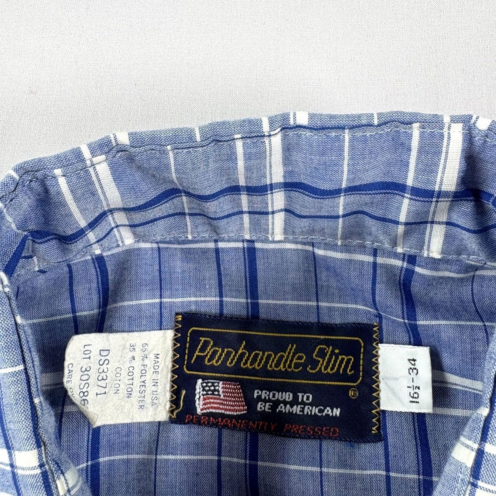 Vintage VINTAGE Panhandle Slim Shirt Mens 16.5 Blue Plaid Pearl Snap Up Western USA Made Size US XL / EU 56 / 4 - 3 Thumbnail