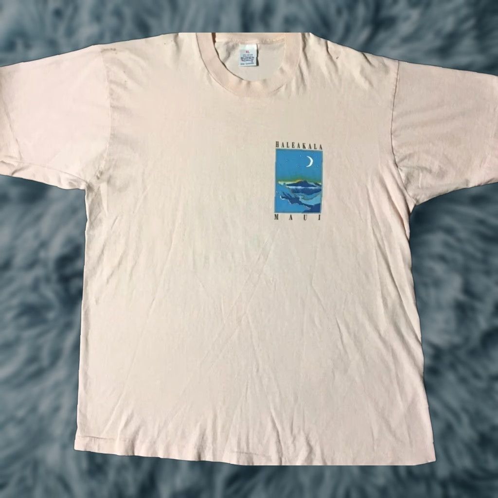 Vintage VINTAGE Haleakala Maui Hawaii Faded Shirt XL - 80s Ocean Beach Surf Grunge Graphic Tee Men Pink Size US XL / EU 56 / 4 - 1 Thumbnail