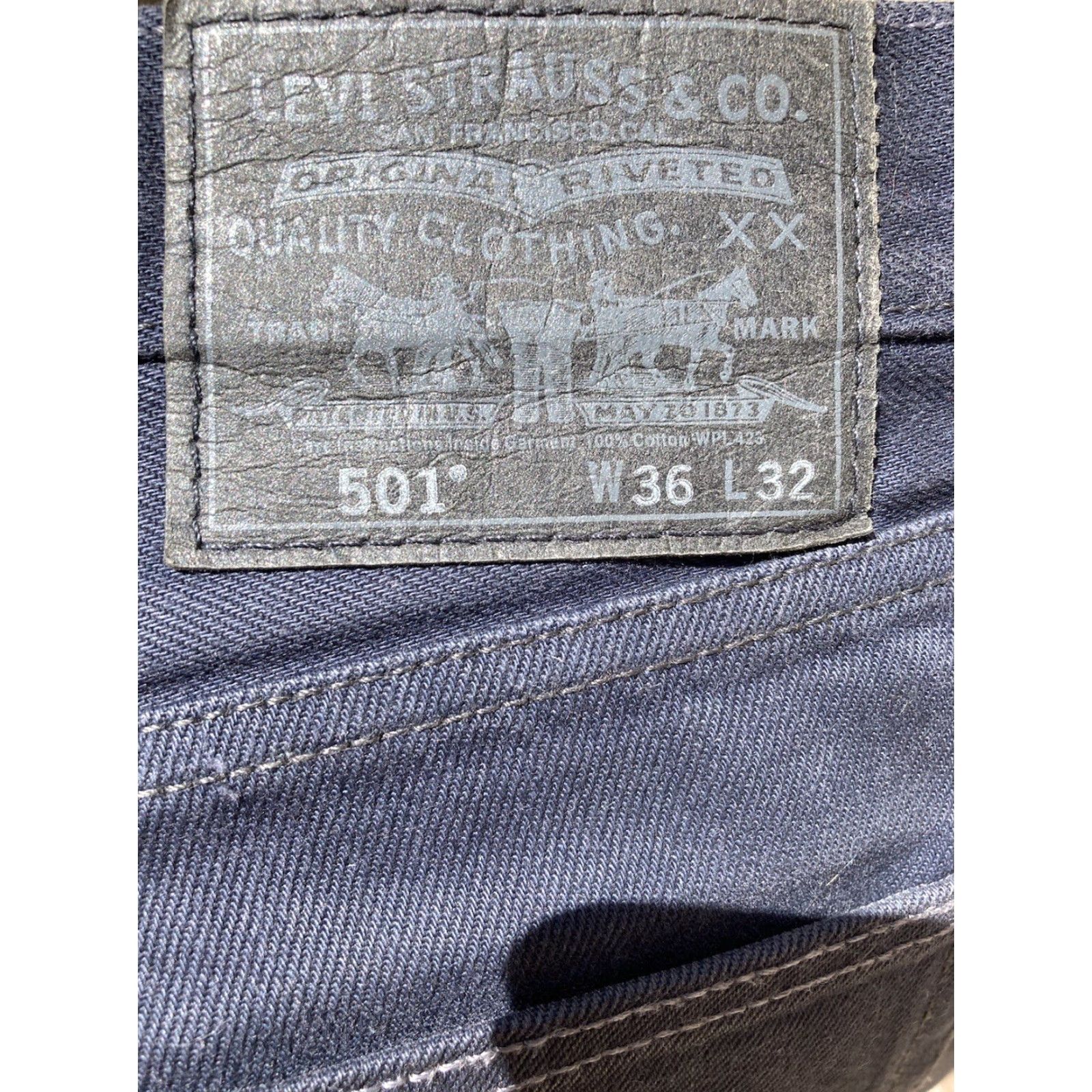 Levi's Levi's 501xx Jeans Blue Solid 36x32 Button Fly Straight Classic Mens Pant Fashion Denim 5-Pocket Size US 36 / EU 52 - 2 Thumbnail