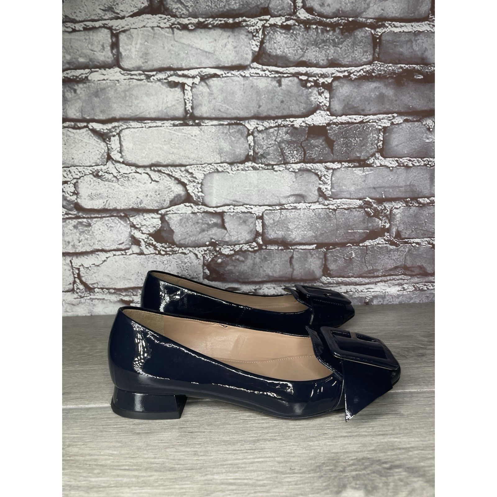 Whistles Whistles Navy Blue Patent Buckle Strap Pumps Block Heels Wo Size US 5.5 / IT 35.5 - 17 Thumbnail
