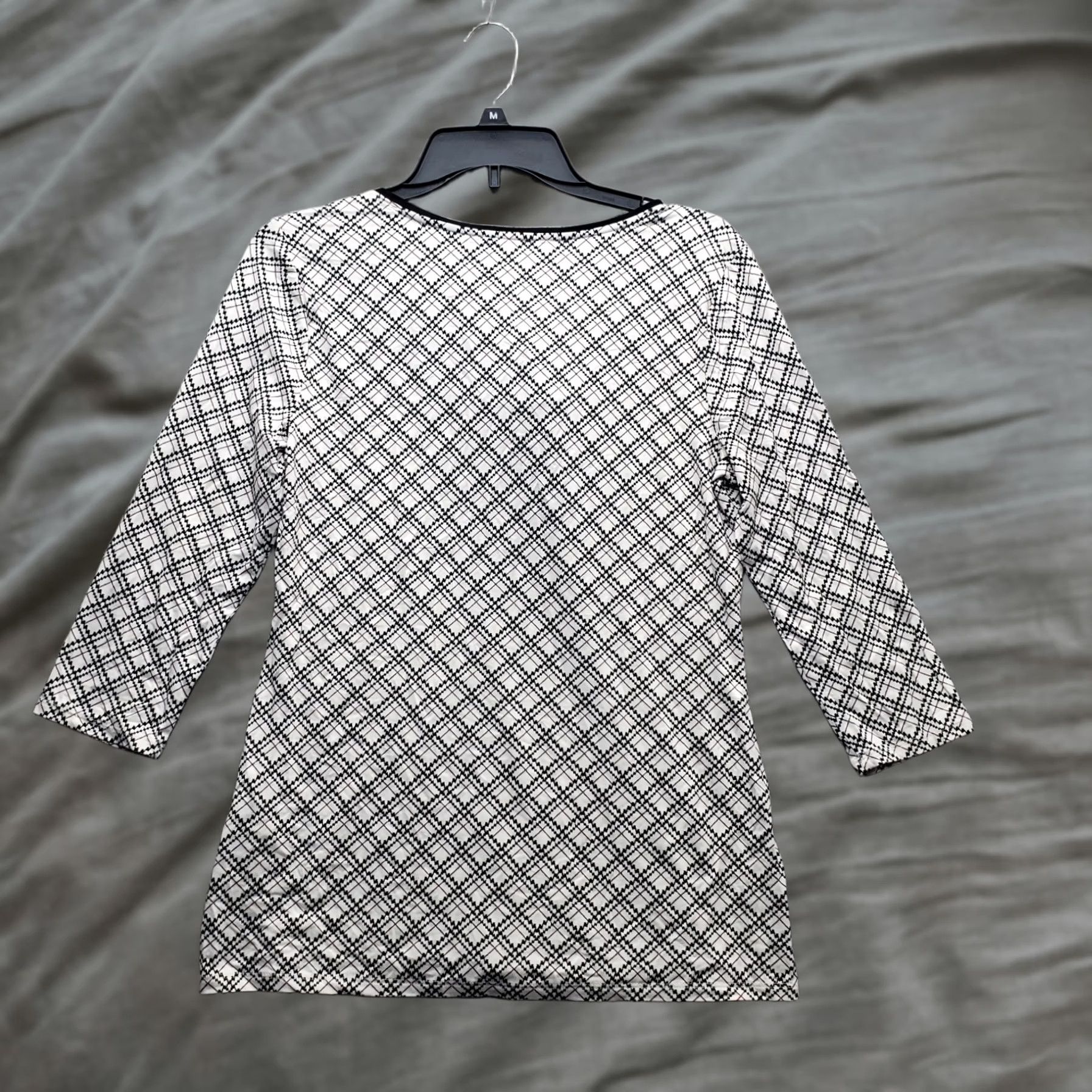White House Black Market White House Black Market Knit Top Womens Medium Multi Plaid Stretch Scoop Neck Size M / US 6-8 / IT 42-44 - 1 Thumbnail