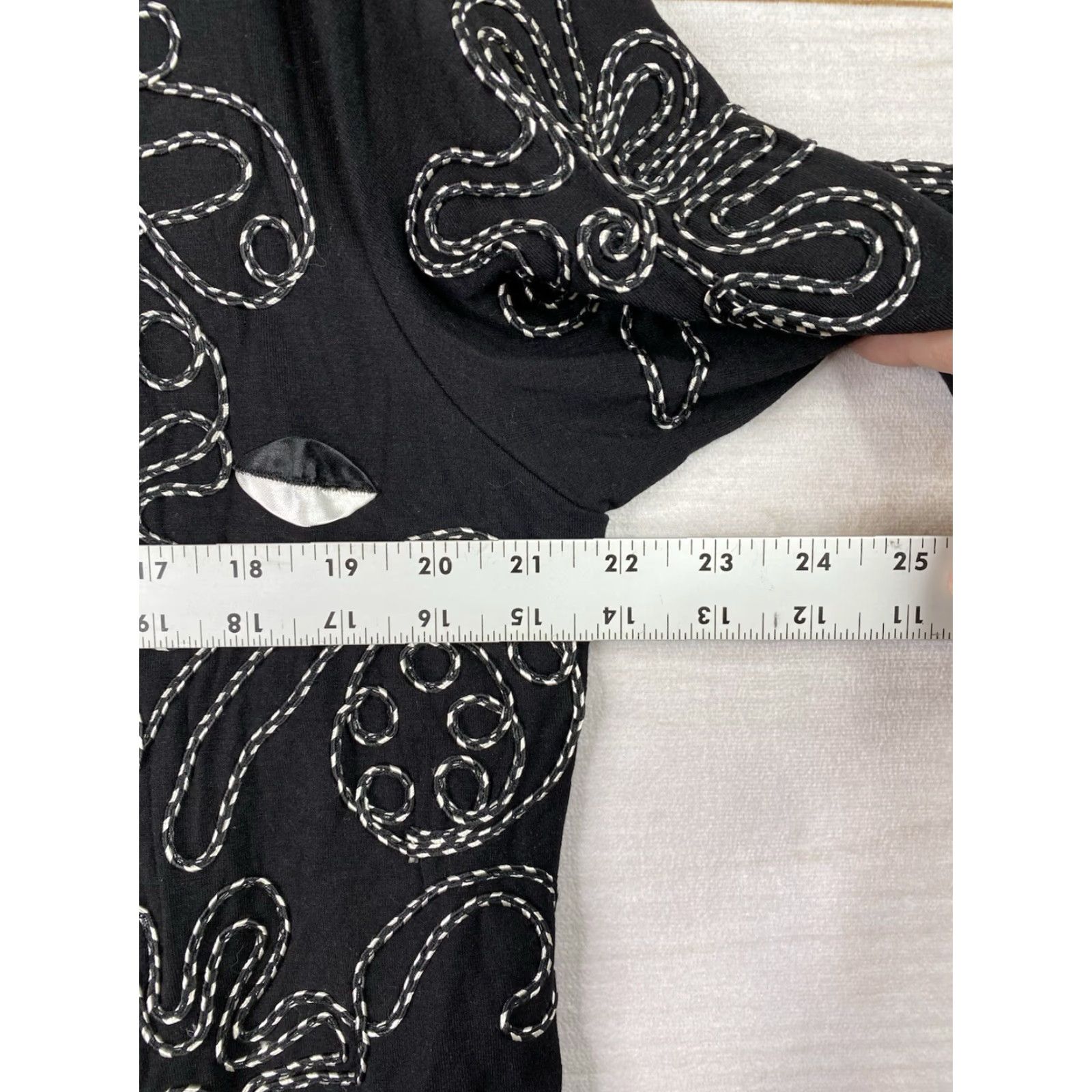 Vintage Lauren Michelle Cardigan Womens XL Black Embroidered Open Front Duster Jacket Size XL / US 12-14 / IT 48-50 - 7 Thumbnail