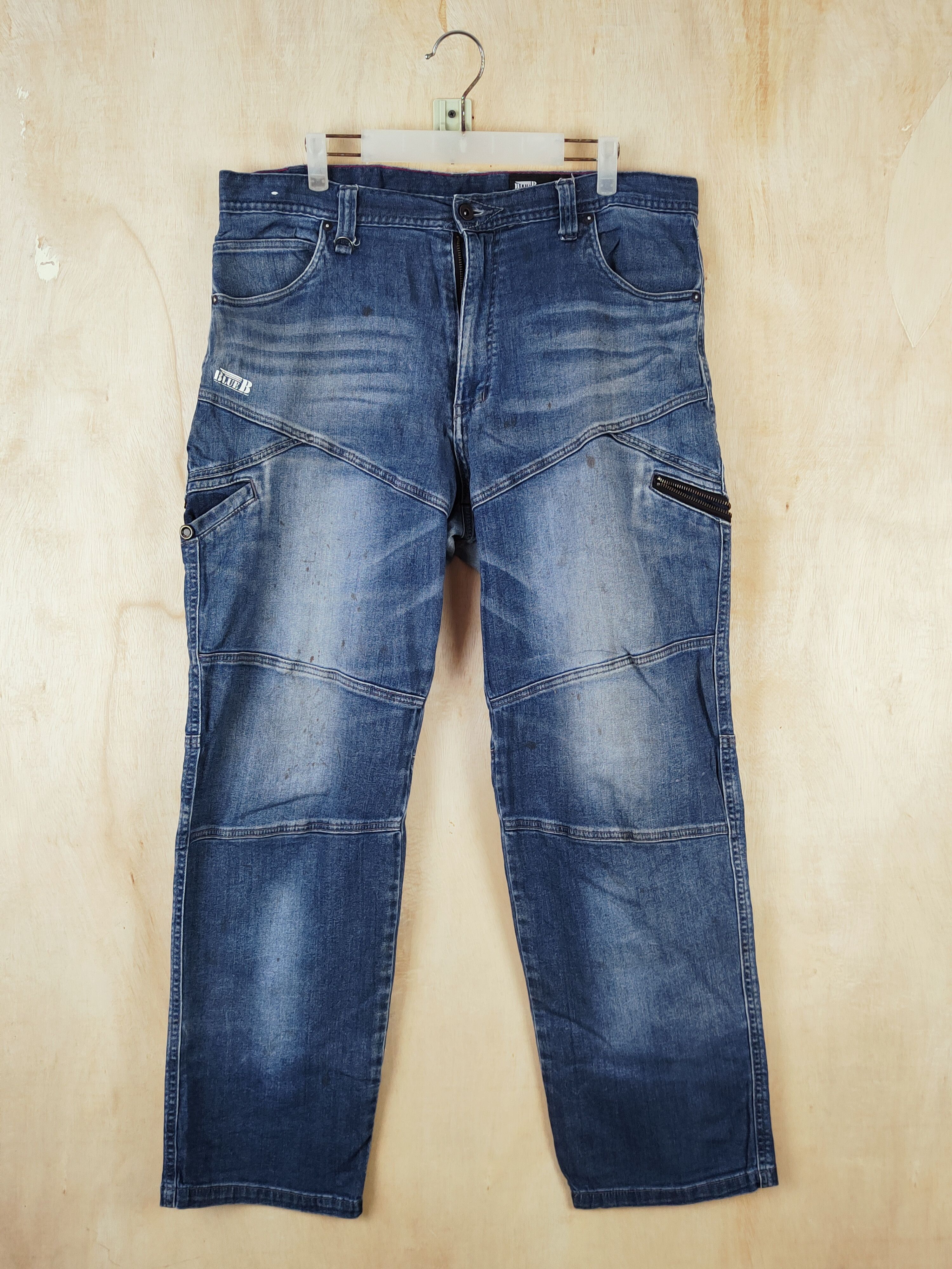 Japanese Brand BlueB Blue Distressed vintage Ripped Jeans #S2527 Size US 38 / EU 54 - 1 Thumbnail