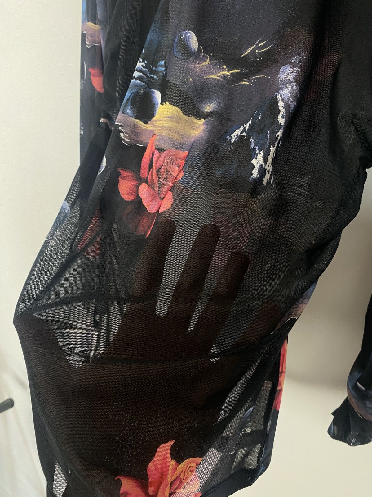 Ganni Ganni Mesh Printed Long Sleeved Gathered Blouse Floral y2k Size XS / US 0-2 / IT 36-38 - 8 Thumbnail