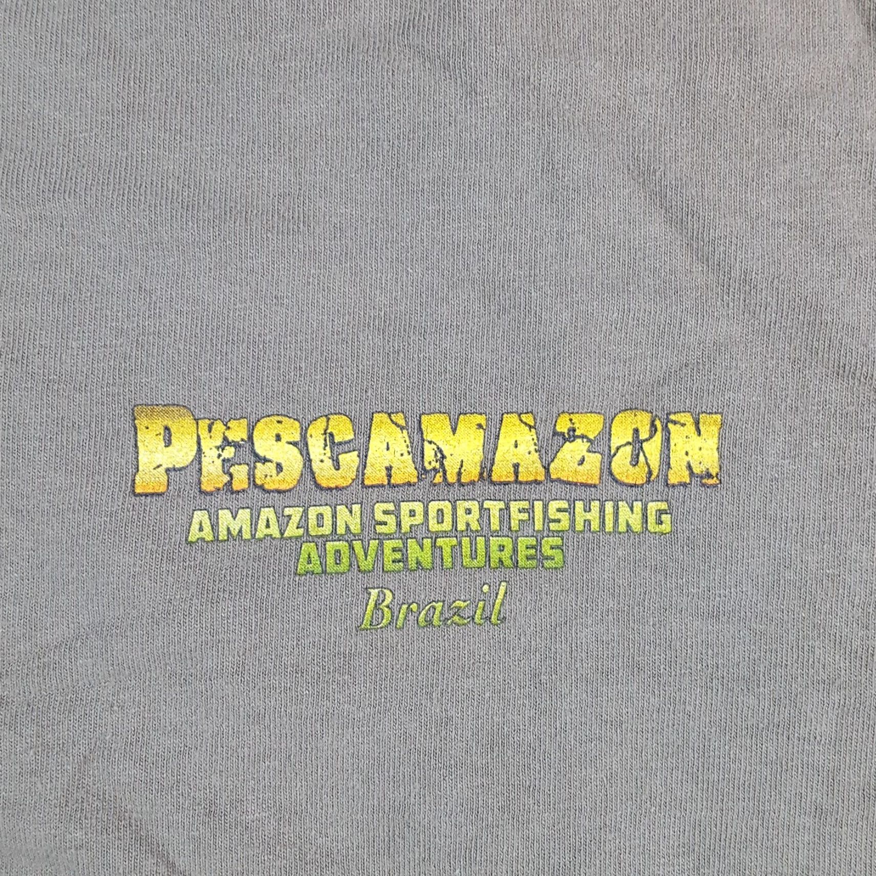 Gildan VINTAGE Amazon Gildan Men's T-Shirt Beige XL Cotton Short Sleeve Crew Neck Fish Brazil Bass Fishing VTG 90s 00s Outdoor Logo Embroidered Shirt Mens Size US XL / EU 56 / 4 - 4 Thumbnail