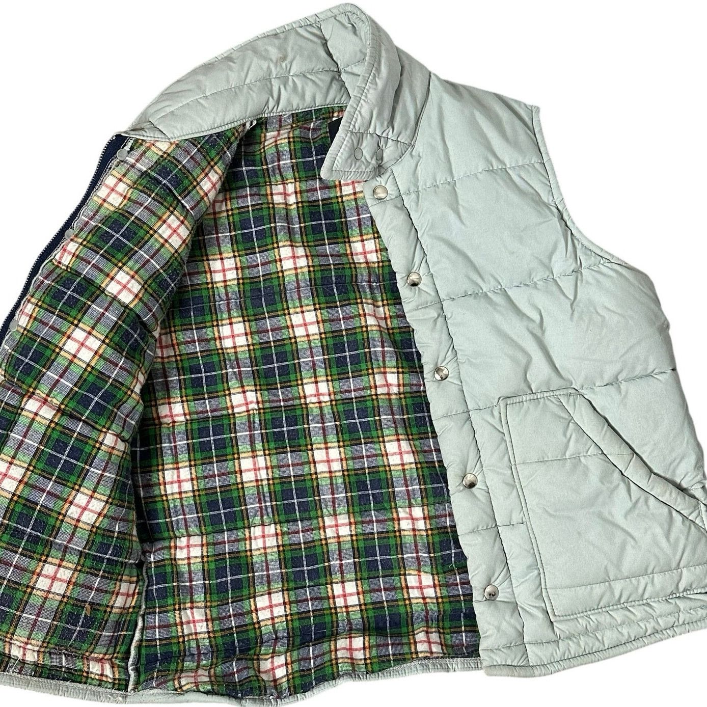 Vintage Vintage Flannel Plaid Lined Grey Puffer Vest Full Zip Size US M / EU 48-50 / 2 - 3 Thumbnail