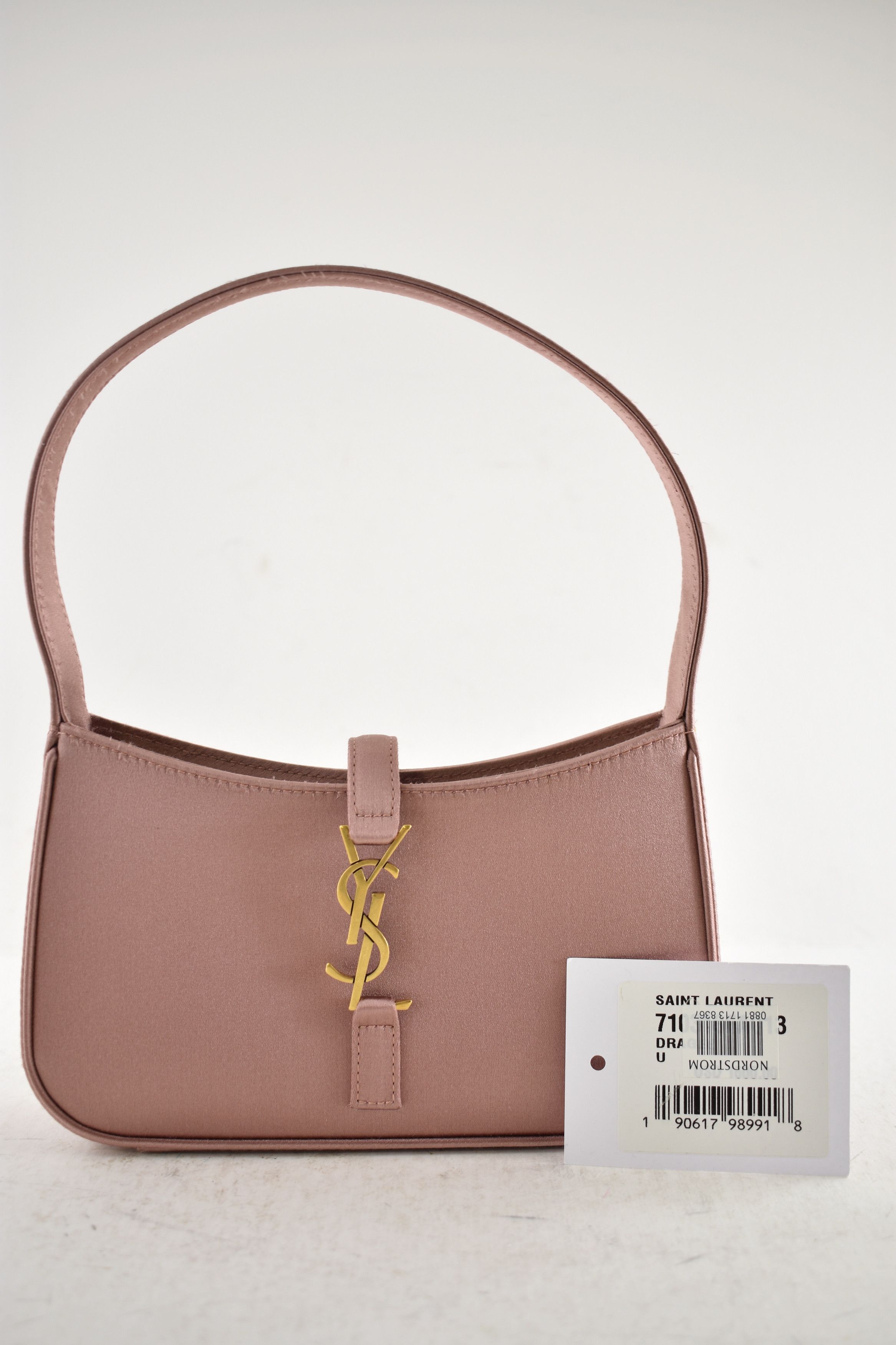 Saint Laurent Paris Mini Le 5 A 7 Hobo Dragee Satin Gold YSL Logo Top Handle Bag Size ONE SIZE - 4 Thumbnail