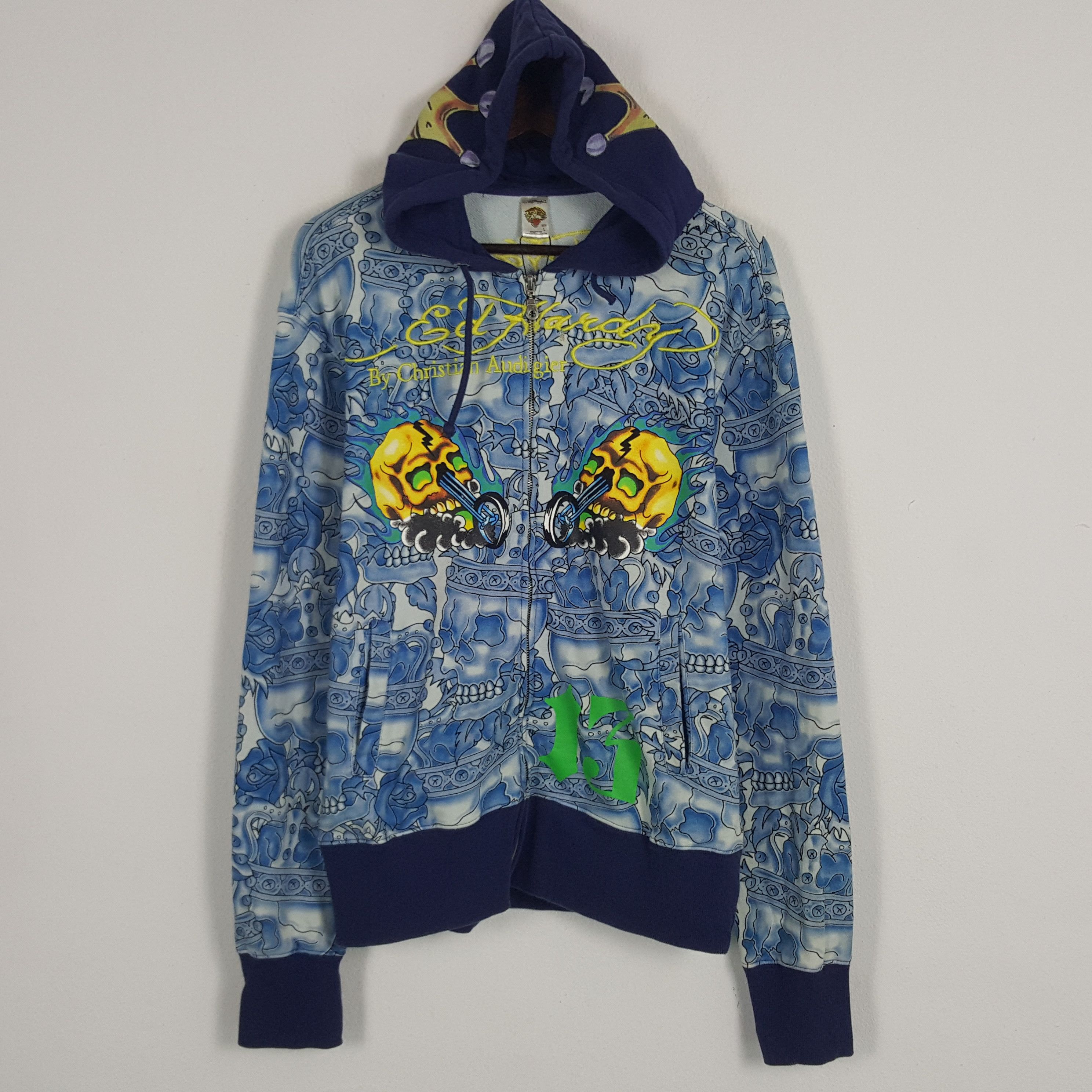 Christian Audigier × Ed Hardy × Vintage Vintage Ed Hardy by Audigier Overprinted Jacket Hoodies Size US M / EU 48-50 / 2 - 3 Thumbnail