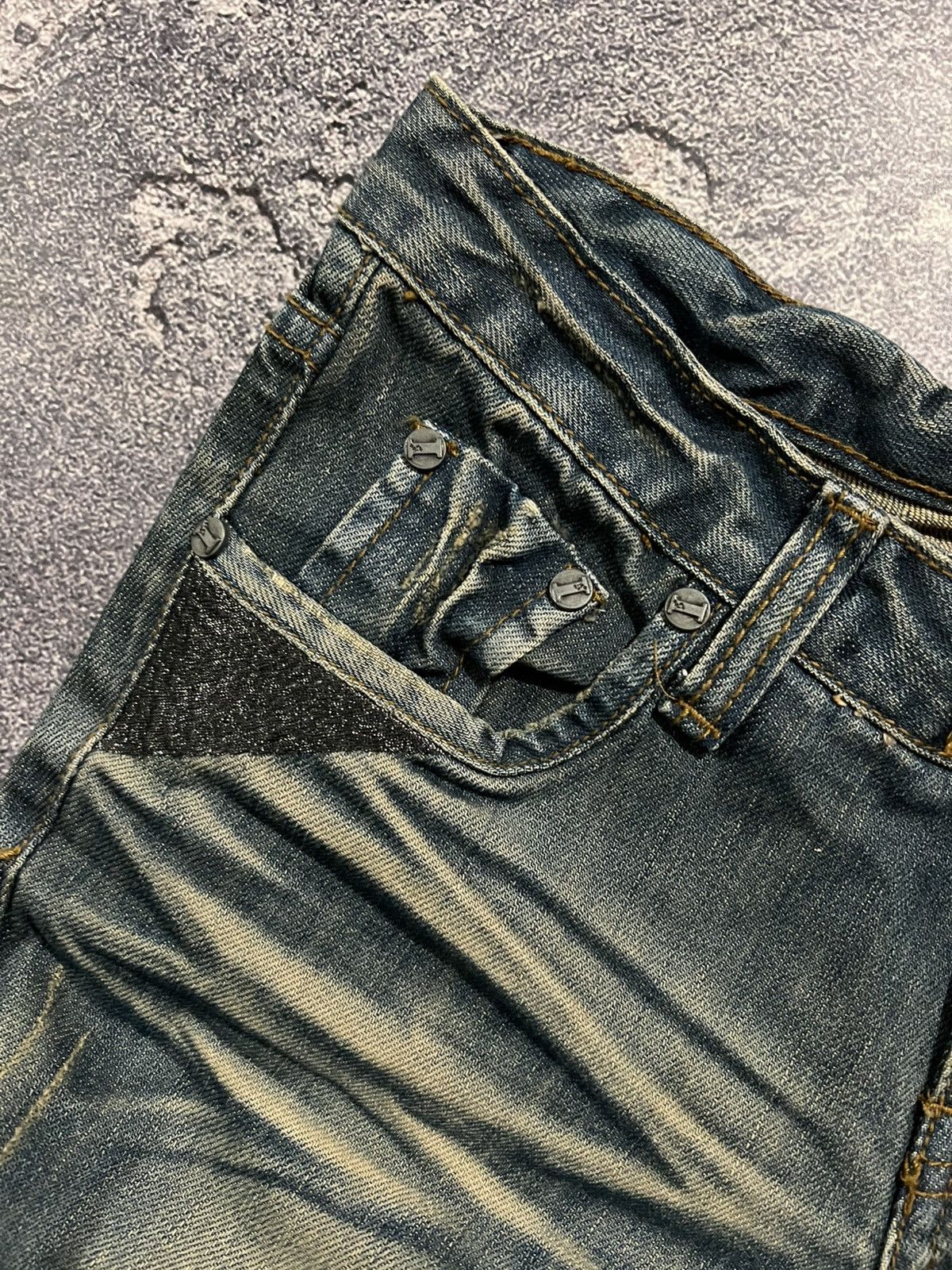 Japanese Brand Darkwear Glamour Faded Flared Jeans / Avan Garde Y2K Archive Size US 29 - 11 Thumbnail