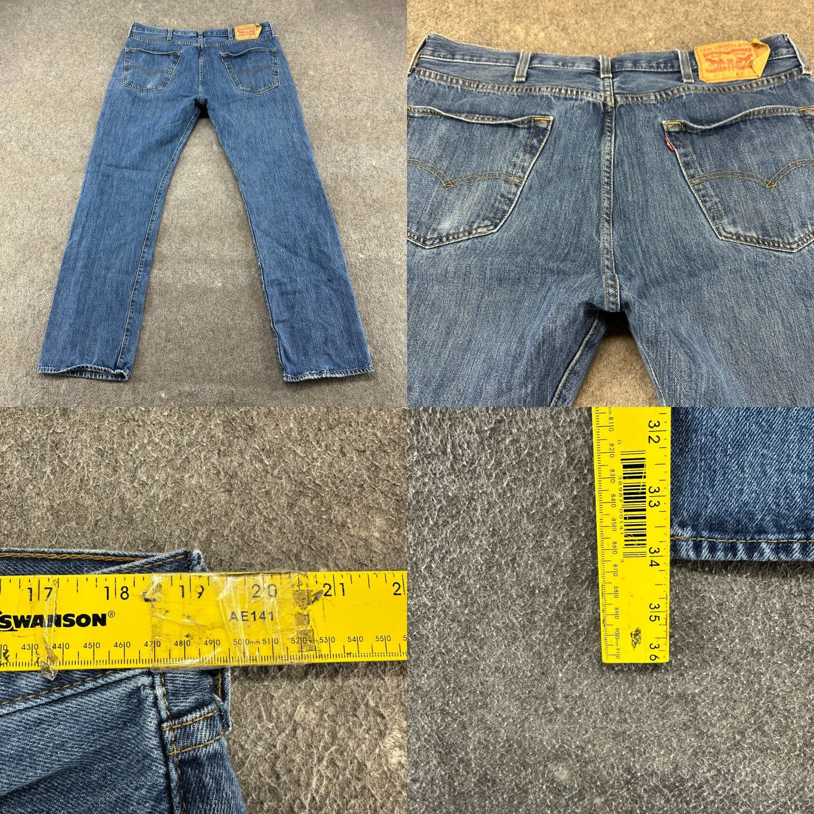 Levi's Levi's 501 Jeans Mens 38x34 Straight Regular Fit Medium Wash Button Fly Denim Distressed Vintage Retro Model Levi's 501 Series Mens Jeans Size US 38 / EU 54 - 8 Thumbnail