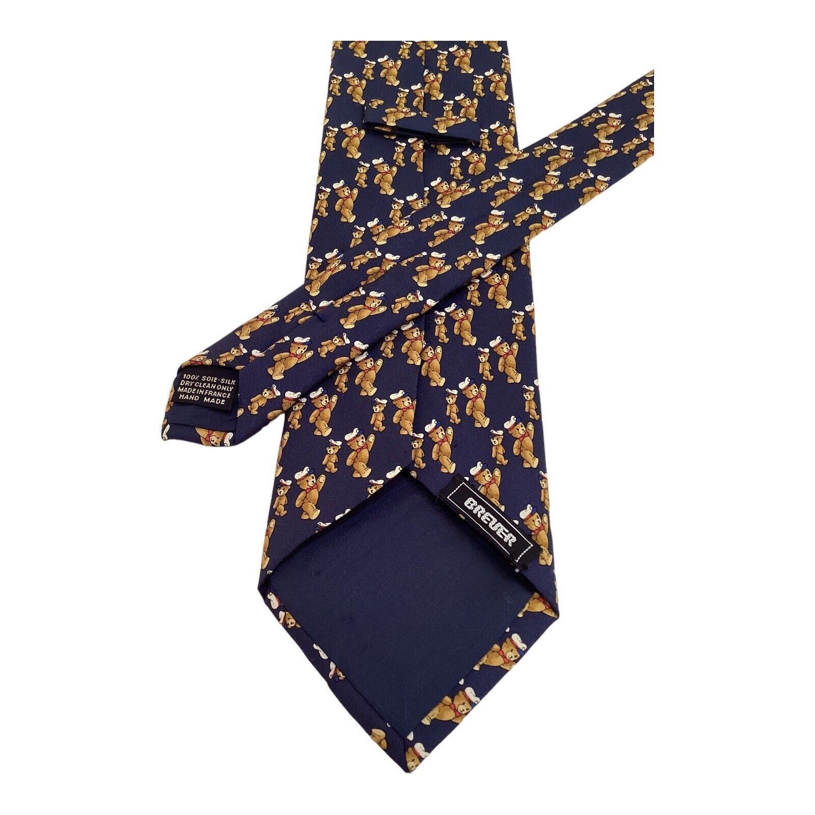 Breuer BREUER Blue Teddy Bear Print Luxury Silk Tie Hand Made In Fr Size ONE SIZE - 4 Thumbnail