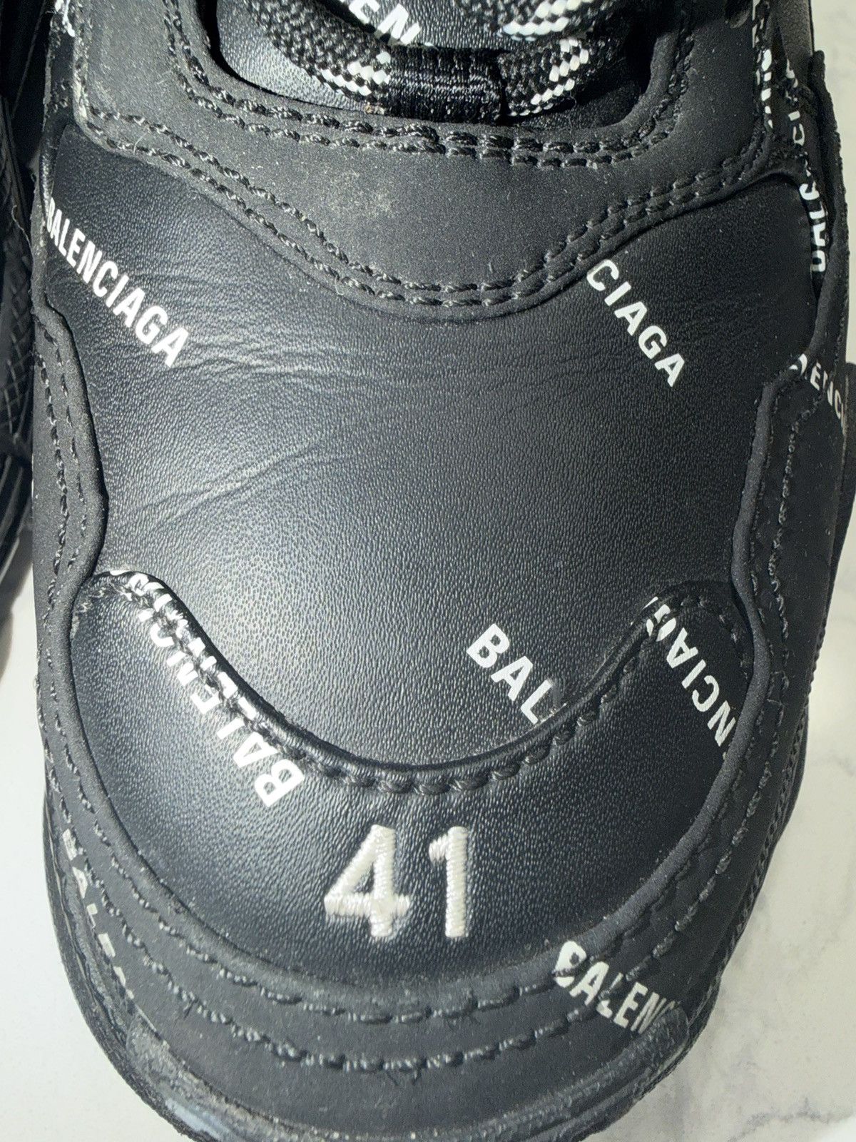 Balenciaga TRIPLE S ALL OVER LOGO BLACK Size US 8.5 / EU 41-42 - 6 Thumbnail