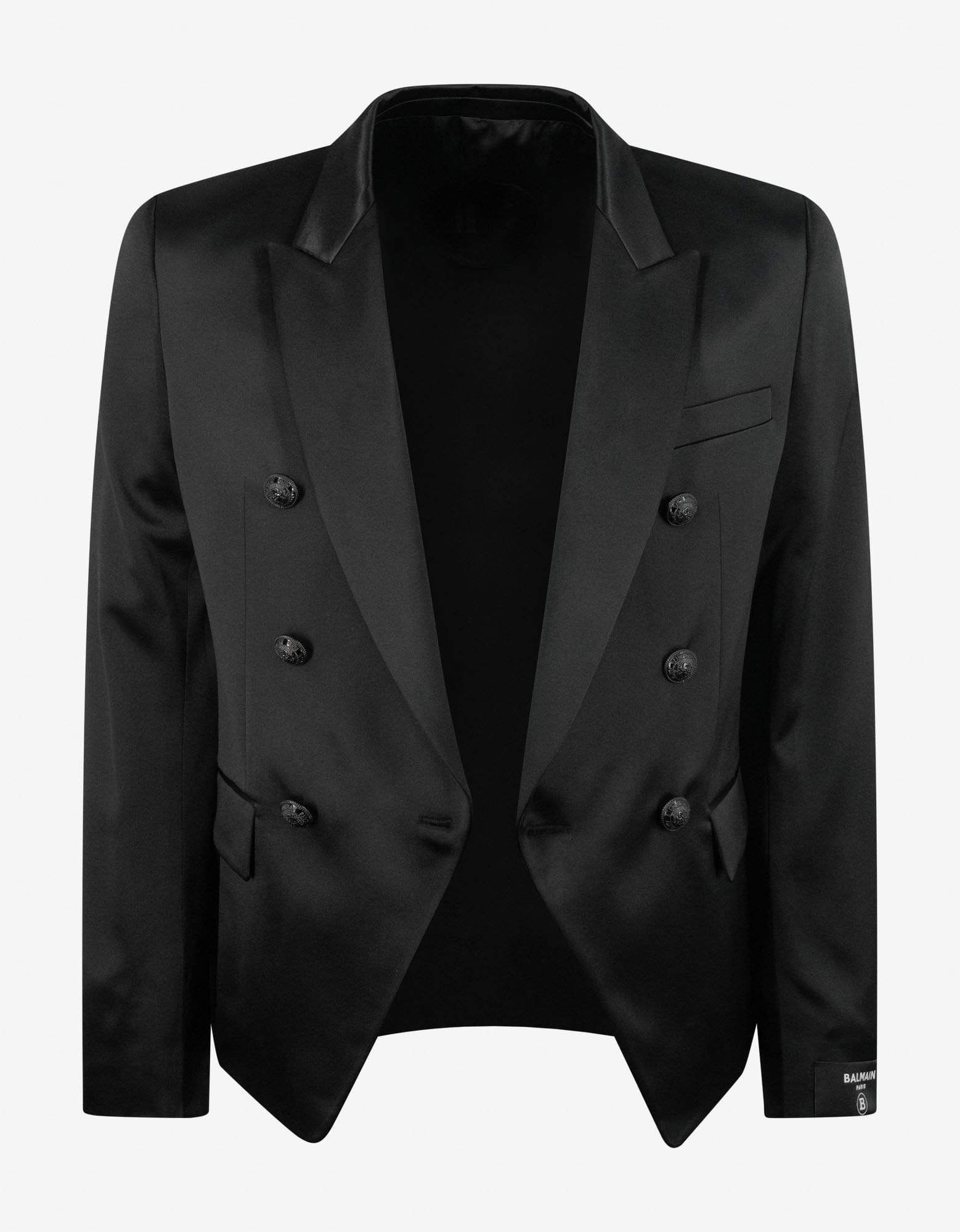 Balmain Balmain Black Double-Breasted Silk Blazer Size 54R - 6 Thumbnail