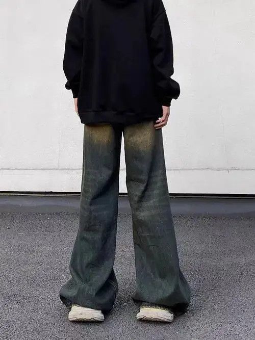 Japanese Brand × Jean Retro distressed gradient grunge wide leg jeans Size US 32 / EU 48 - 2 Thumbnail