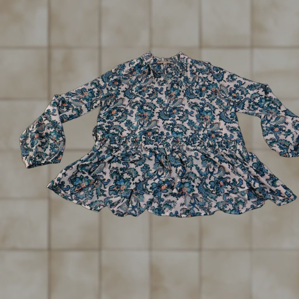 Loft LOFT Blouse Womens Medium Floral Long Sleeve Peplum Boho Top Lightweight Size M / US 6-8 / IT 42-44 - 1 Thumbnail