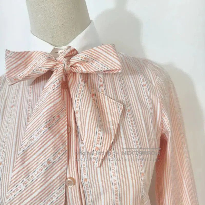 Burberry Burberry Orange Striped Cotton Shirt for Women. Size S / US 4 / IT 40 - 2 Thumbnail