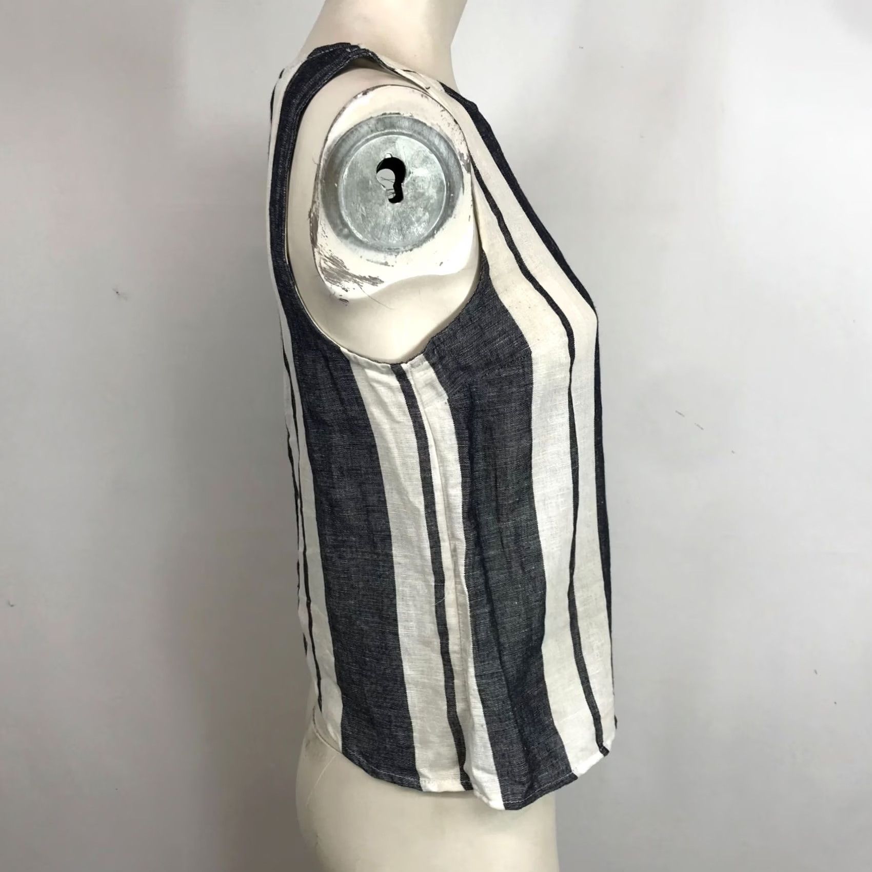 Vintage MAEVE BLUE & WHITE STRIPE SLEEVELESS TOP WOMEN'S 2 COTTON BLEND Size XS / US 0-2 / IT 36-38 - 4 Thumbnail