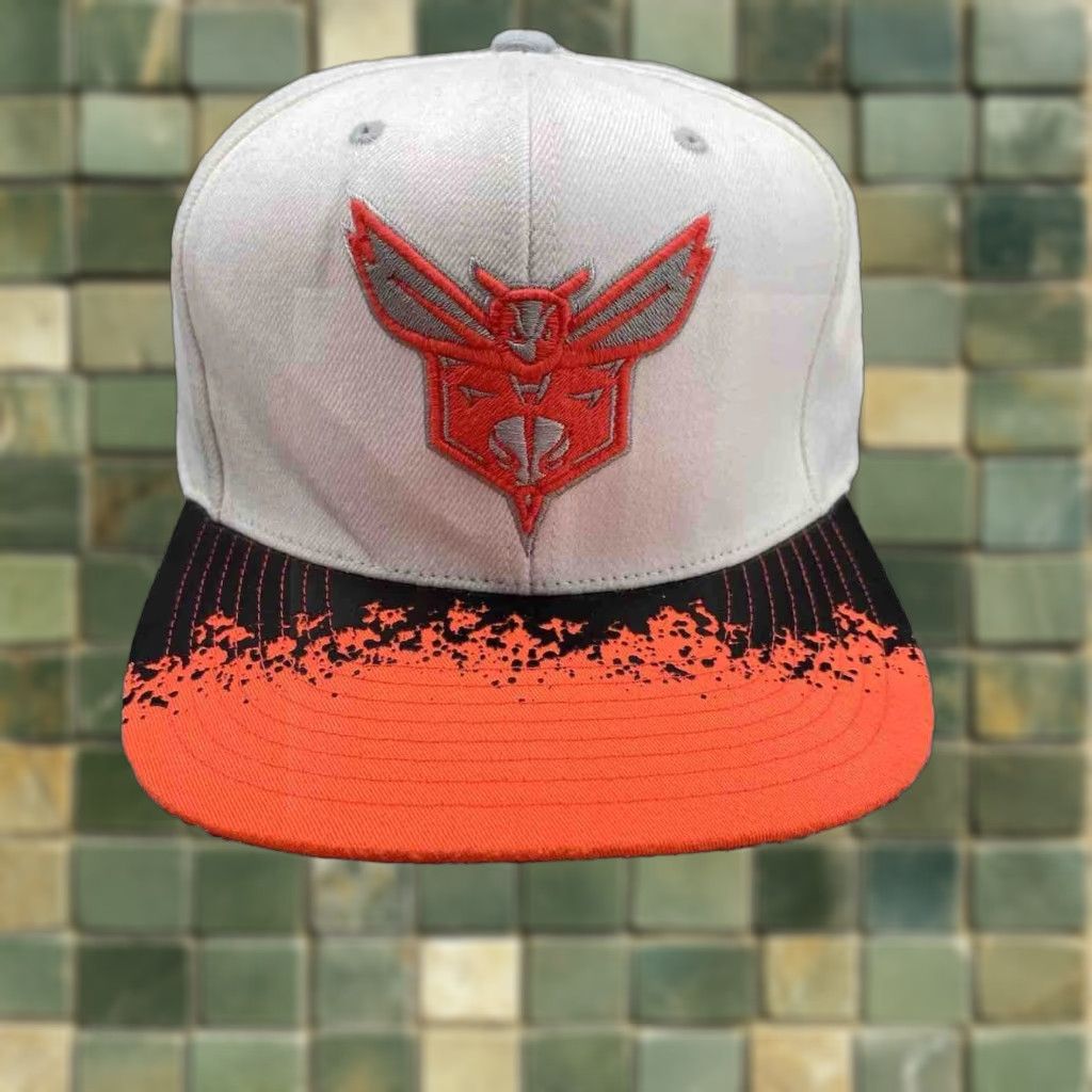 Mitchell & Ness Mitchell Ness Charlote Hornets Hat Cap Snap Back Adult Trucker Patch NBA Men's One Size Orange Cotton Canvas Adjustable Snapback Classic Men’s Hat Size ONE SIZE - 1 Thumbnail
