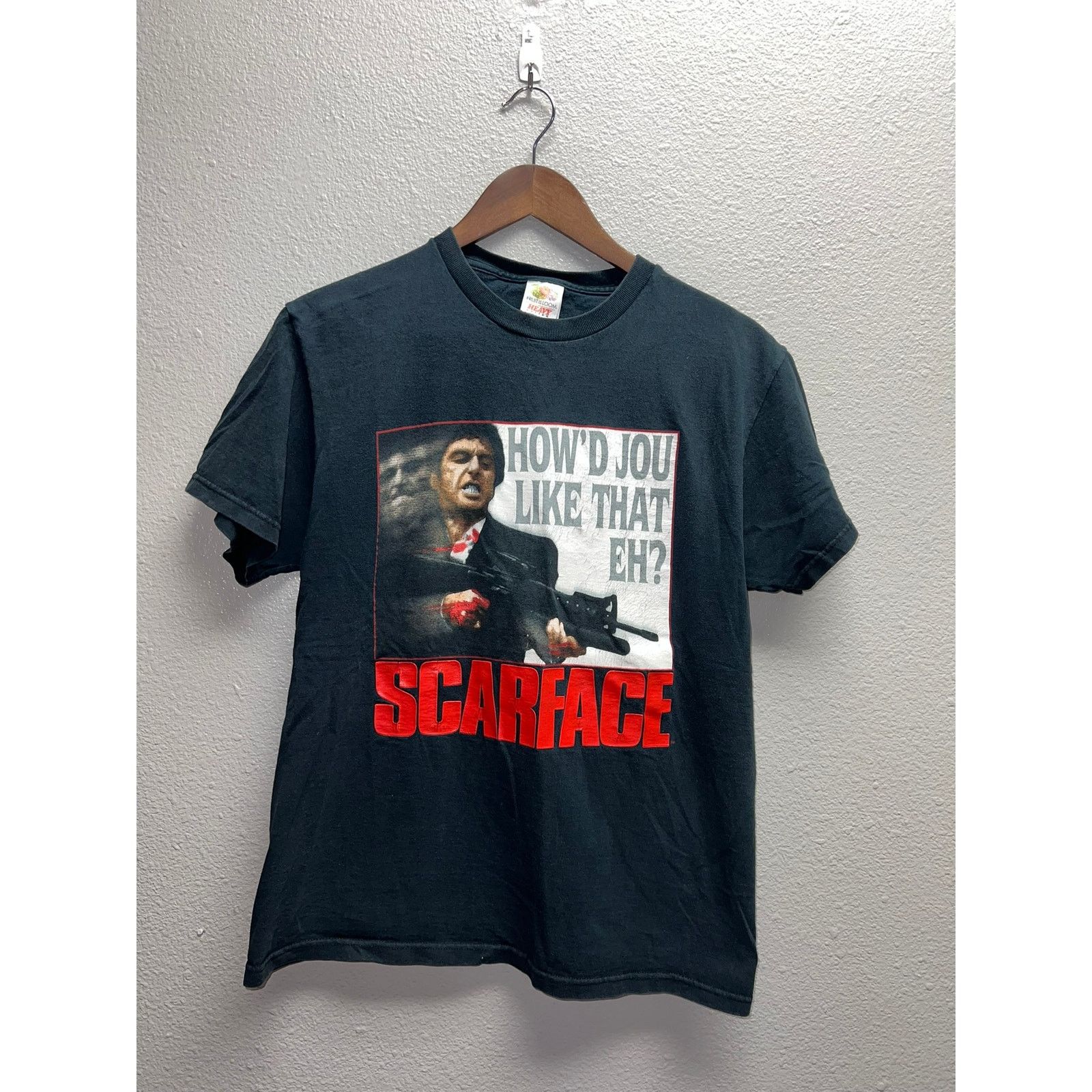 Fruit Of The Loom Vintage Scarface Shirt Scar Face Movie Promo 90s Tee Medium Size US M / EU 48-50 / 2 - 1 Thumbnail
